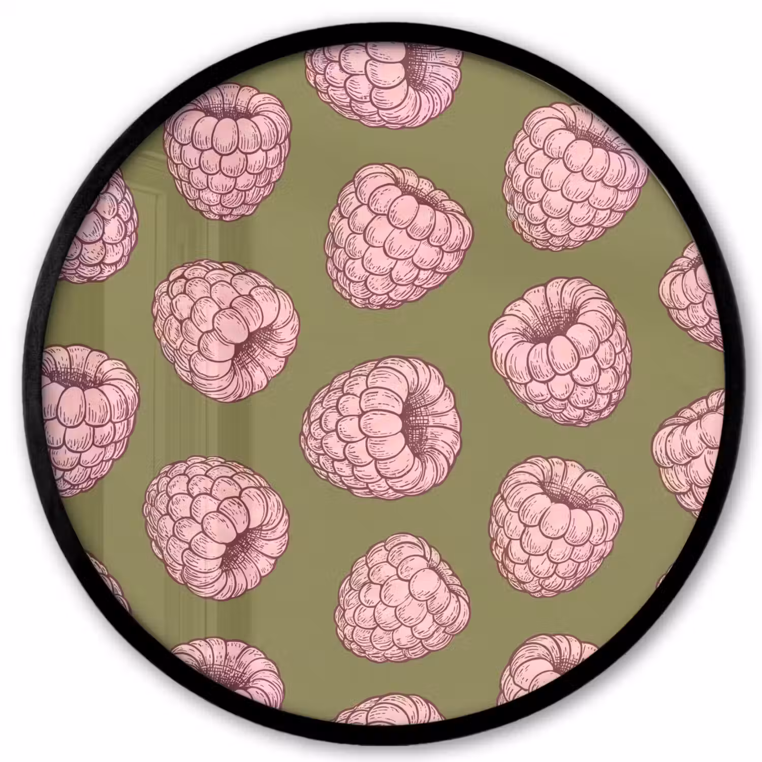 Eten - Patroon - Illustratie - Roze - Groen Fotolijst rond zonder passe partout klein -3d