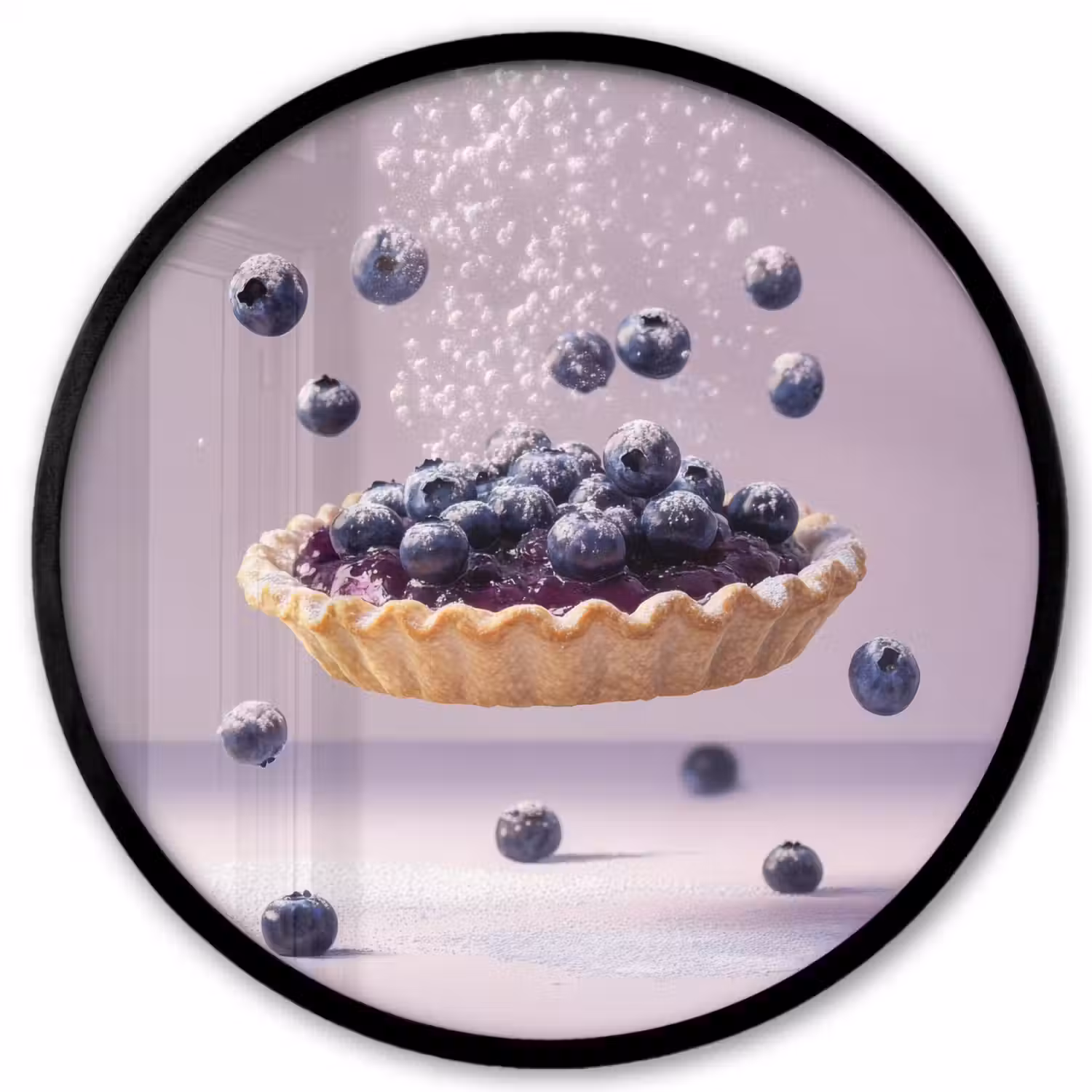 Eten - Taart - Bessen - Blauw Fotolijst rond zonder passe partout klein -3d