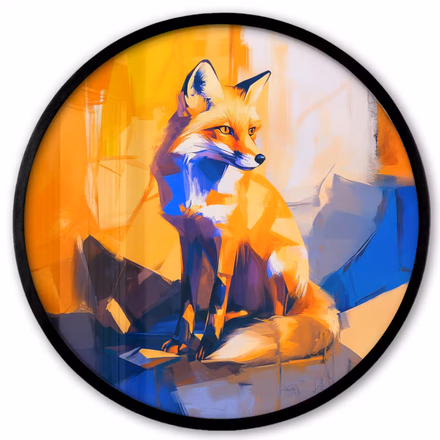Vos - Oranje - Vormen - Abstract Fotolijst rond zonder passe partout klein -3d
