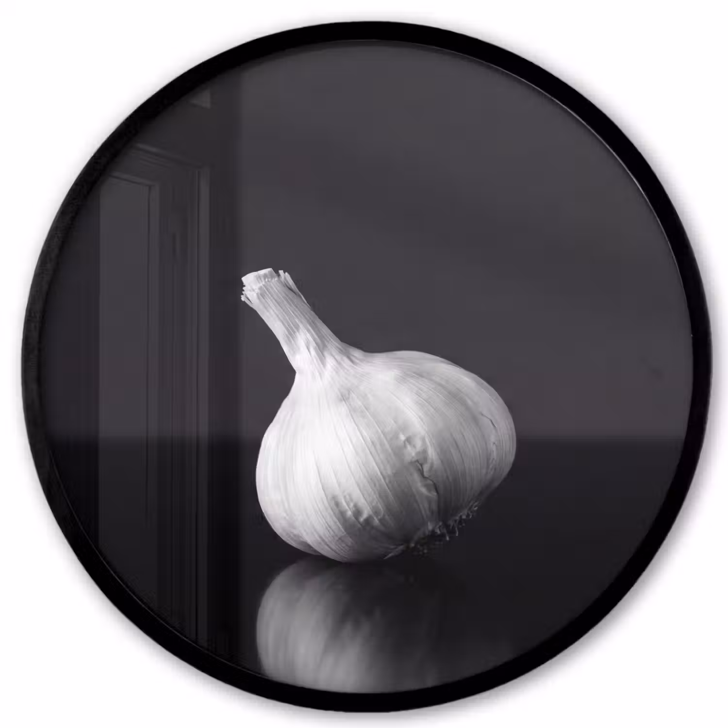 Knoflook - Zwart - Wit Fotolijst rond zonder passe partout klein -3d