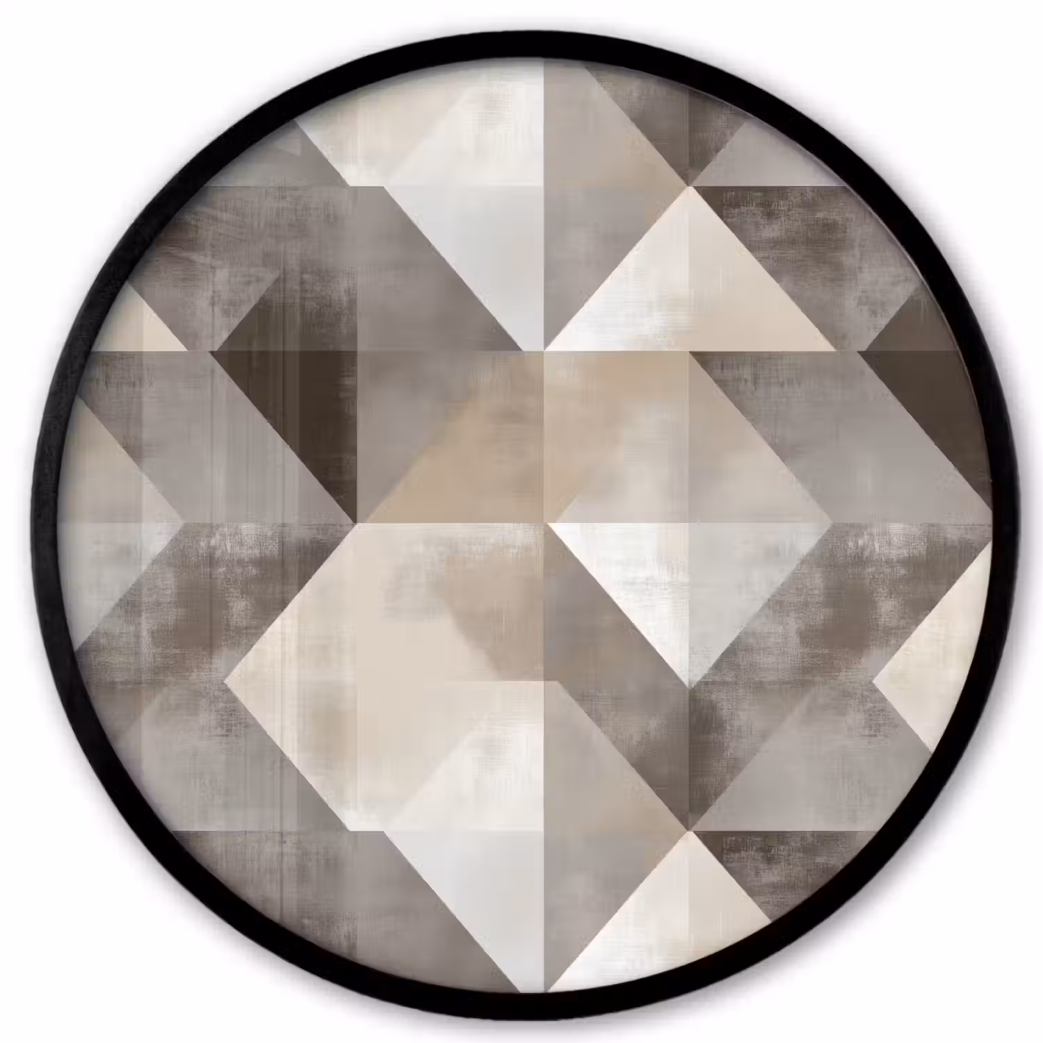 Geometrisch - Motief - Aardetinten Fotolijst rond zonder passe partout klein 856 -3d