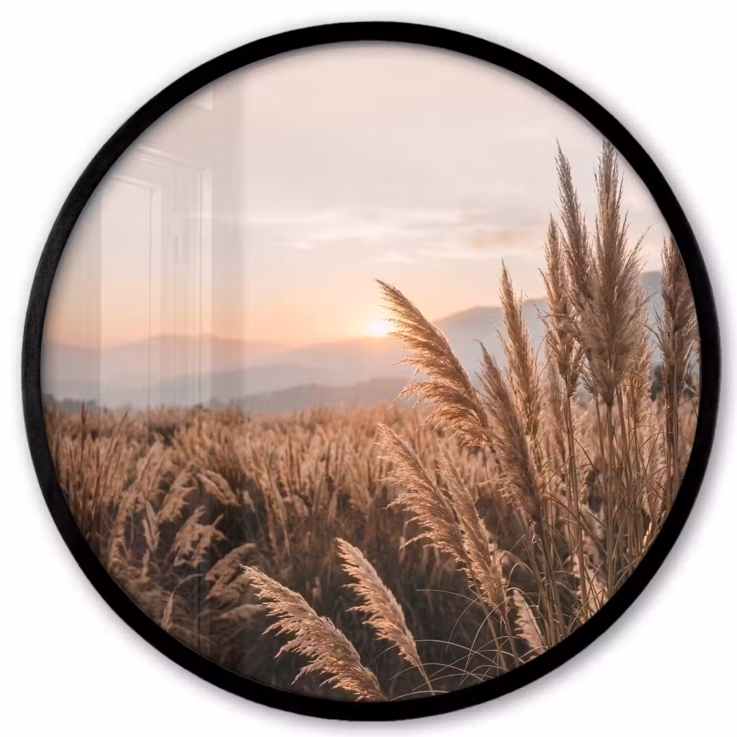 Gras - Veld - Zon - Natuur Fotolijst rond zonder passe partout klein -3d