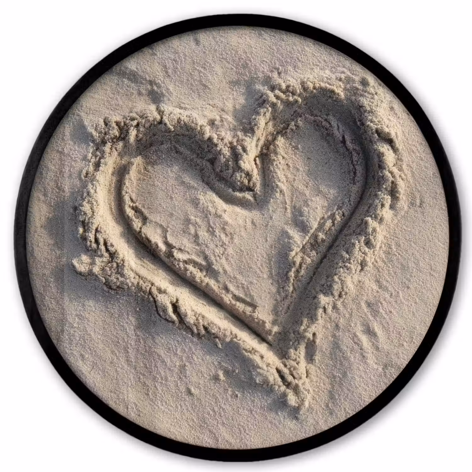 Hartvorm - Getekend - Beige - Zand Fotolijst rond zonder passe partout klein -3d