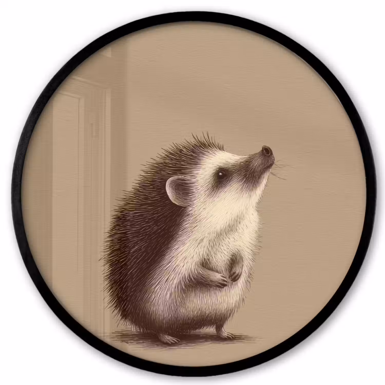 Egel - Snuitje - Bruin - Stekels Fotolijst rond zonder passe partout klein -3d