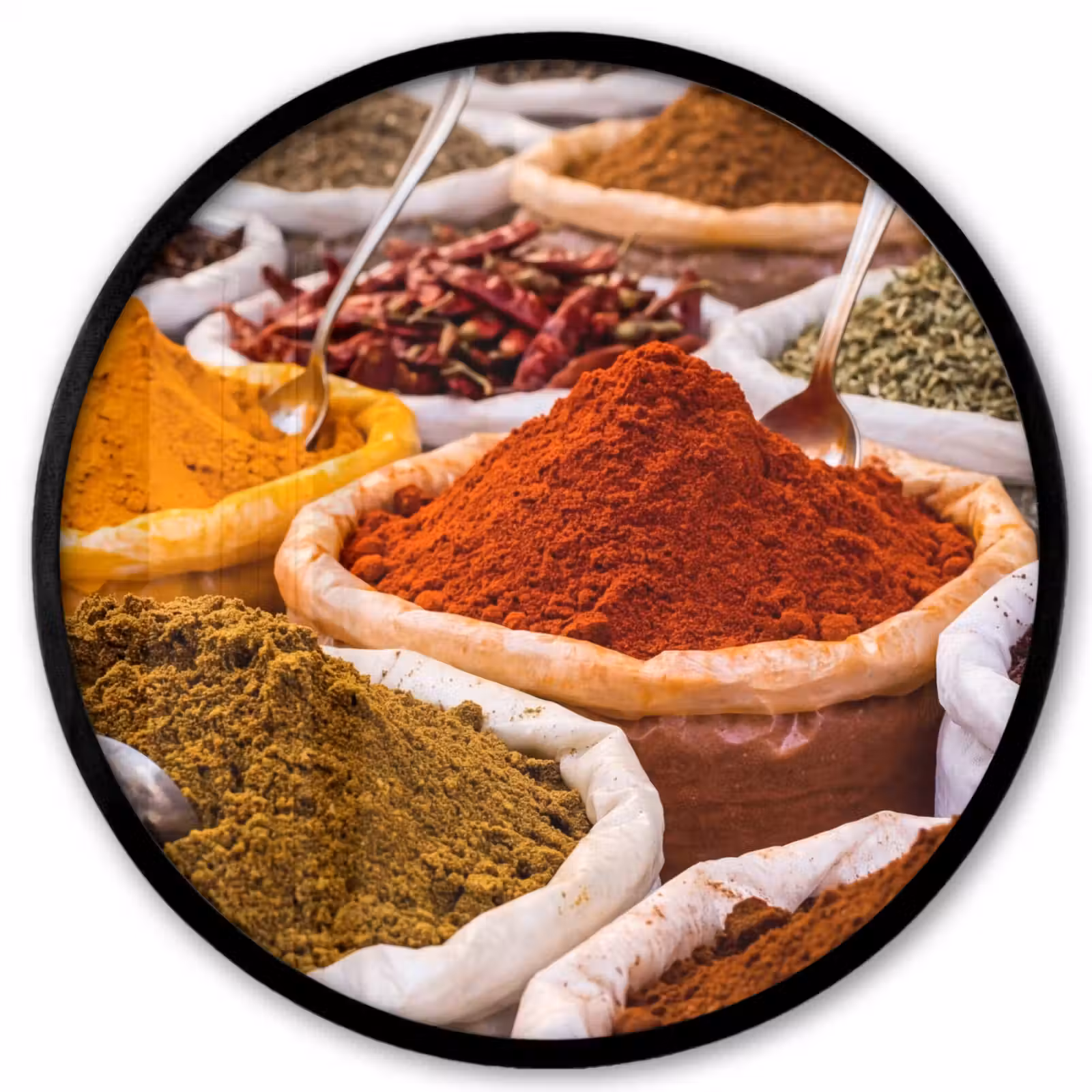 Photo Frame Round - Herbs - Market - Food - Kruiden - Markt - Eten Fotolijst rond zonder passe partout klein