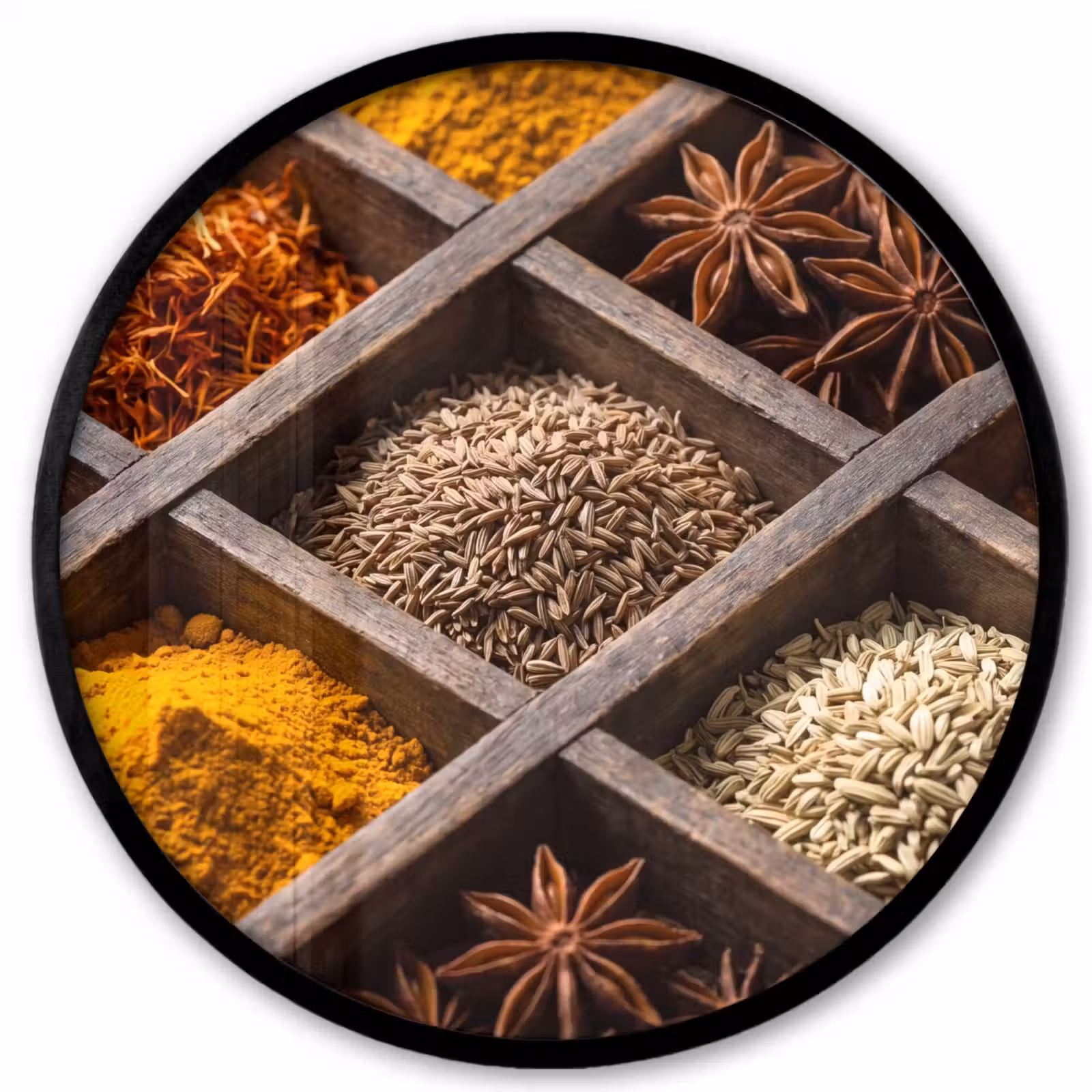 Photo Frame Round - Herbs - Wood - Food - Kruiden - Houten - Eten Fotolijst rond zonder passe partout klein