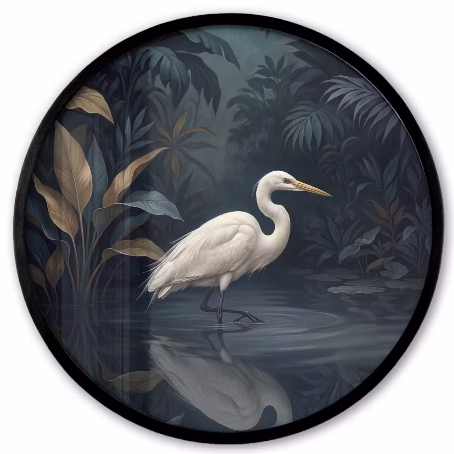 Reiger - Water - Natuur - Modern - Wit Fotolijst rond zonder passe partout klein -3d