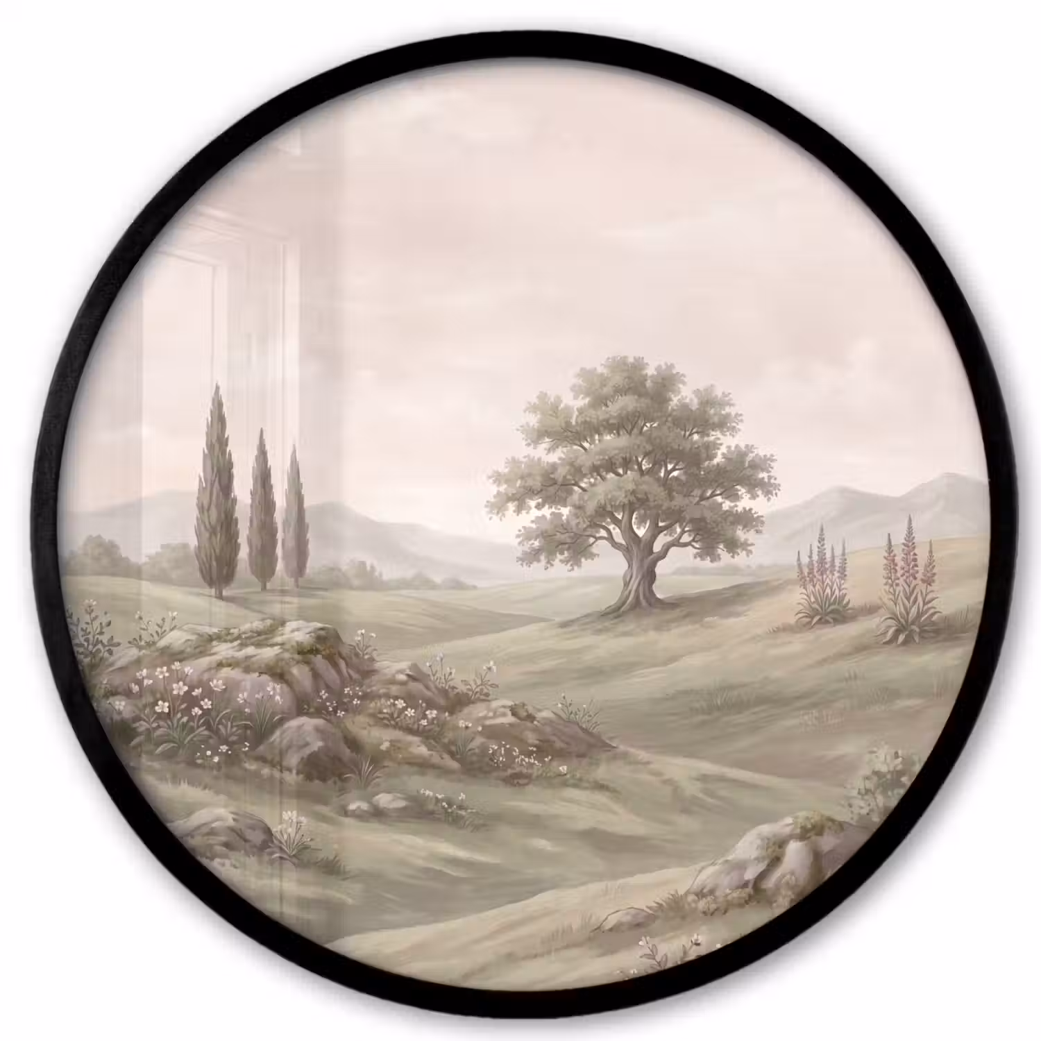 Heuvellandschap - Bomen - Natuur - Groen Fotolijst rond zonder passe partout klein -3d