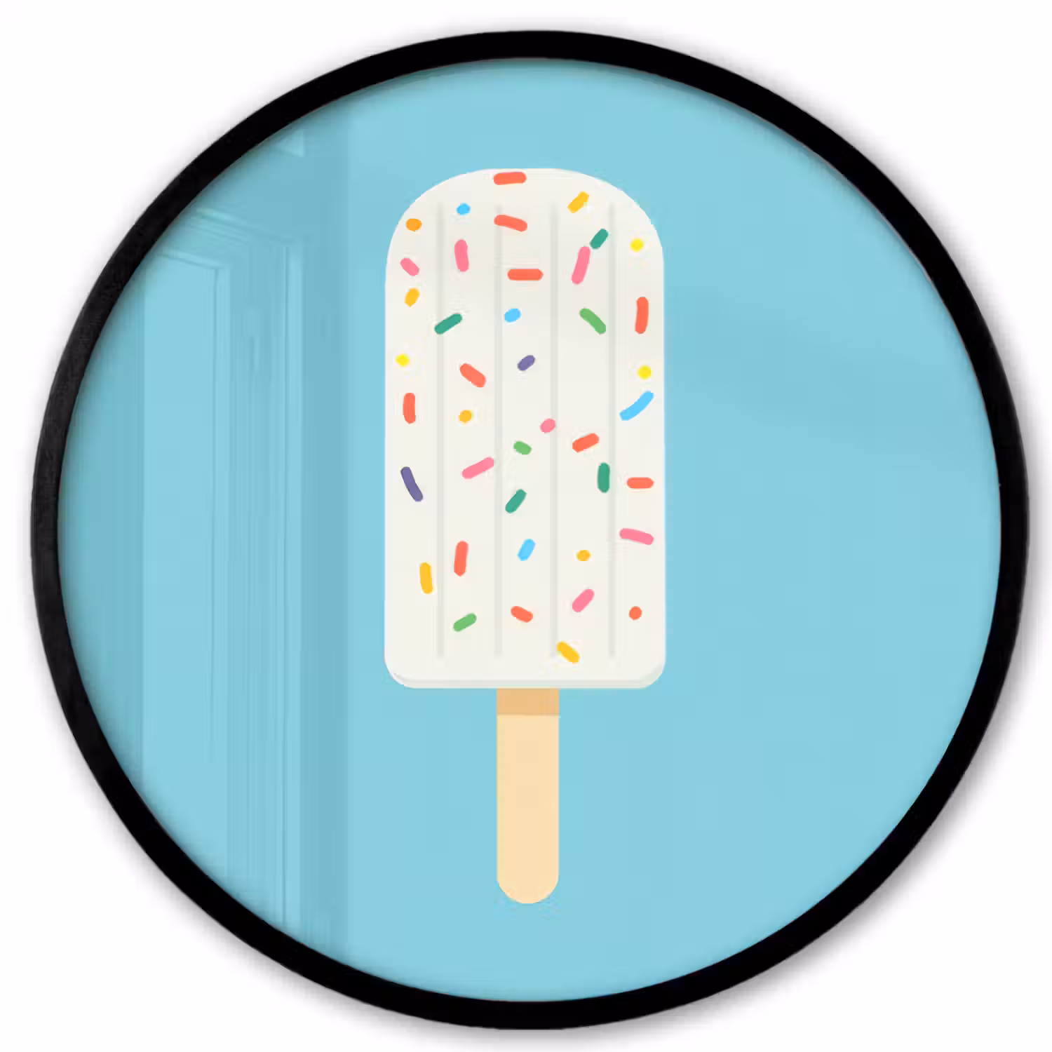 Ijsje - Stokje - Sprinkles - Lichtblauw Fotolijst rond zonder passe partout klein -3d