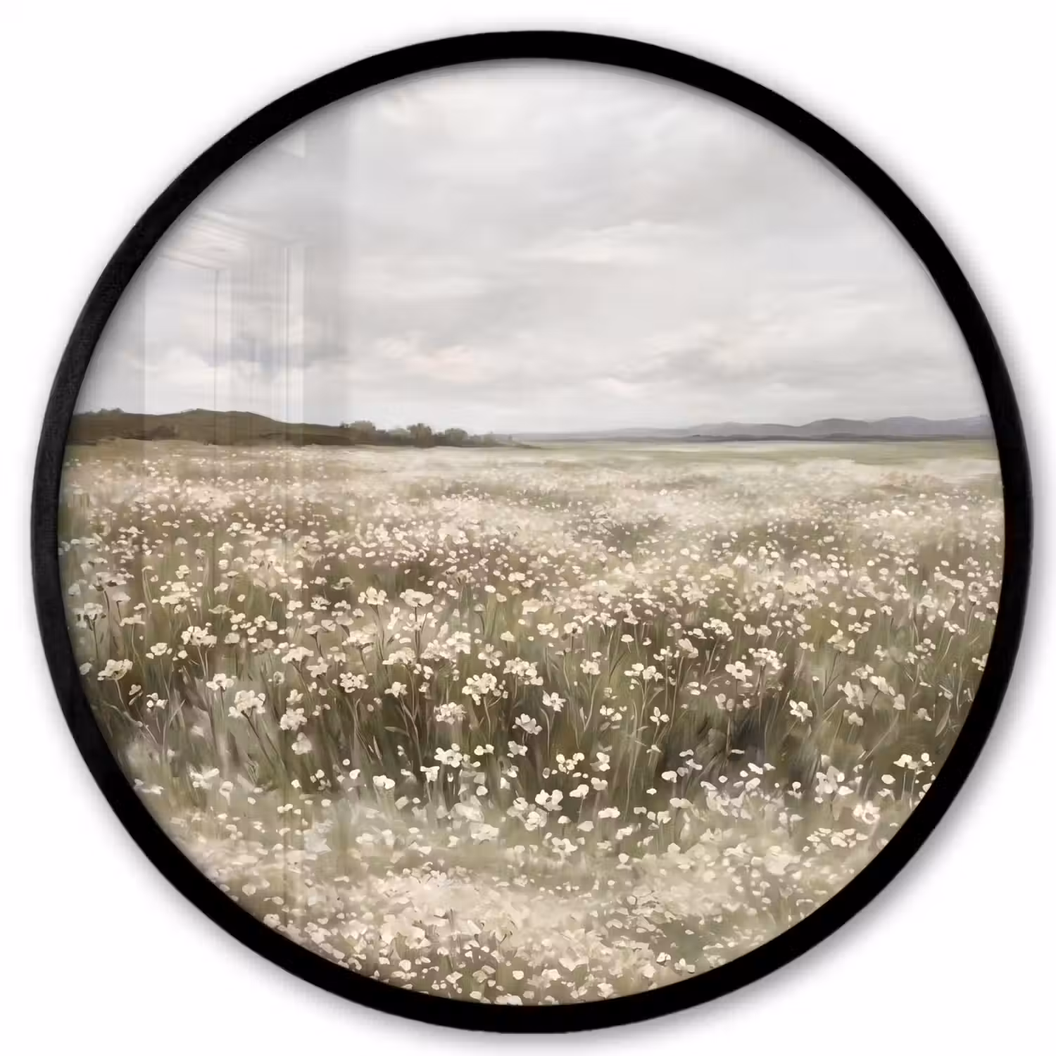 Illustratie - Landschap - Wit Fotolijst rond zonder passe partout klein -3d
