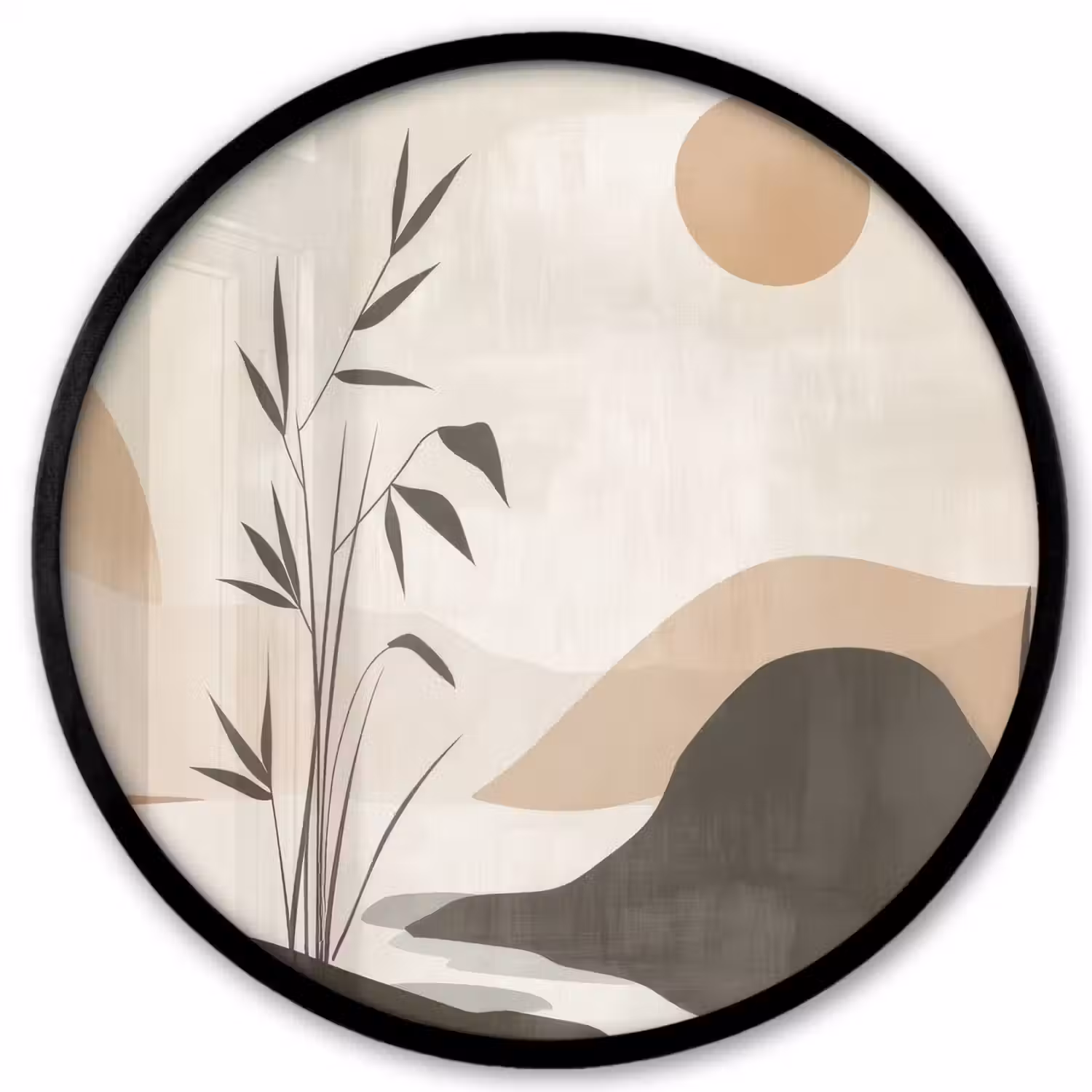Japandi - Landschap - Beige Fotolijst rond zonder passe partout klein -3d
