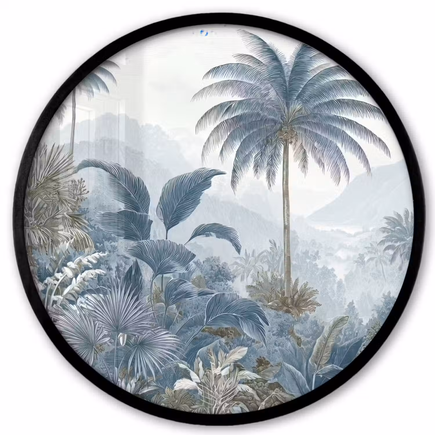 Jungle - Modern - Blauw - Groen Fotolijst rond zonder passe partout klein -3d
