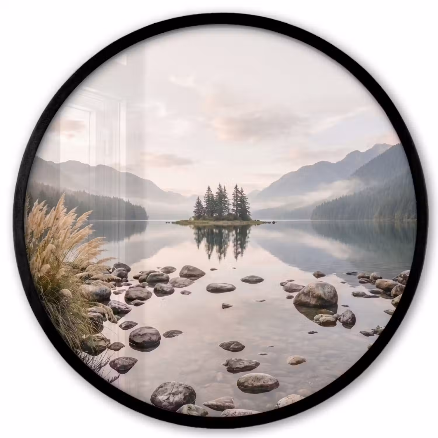 Meer - Bergen - Landschap - Groen Fotolijst rond zonder passe partout klein -3d