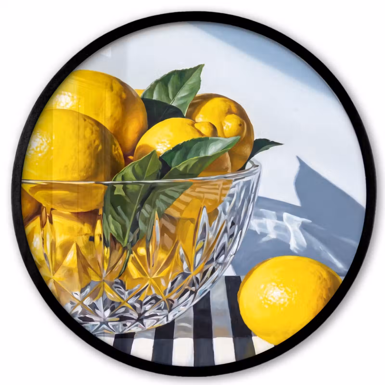 Photo Frame Round - Lemons - Fruit - Yellow - Citroenen - Fruit - Geel Fotolijst rond zonder passe partout klein