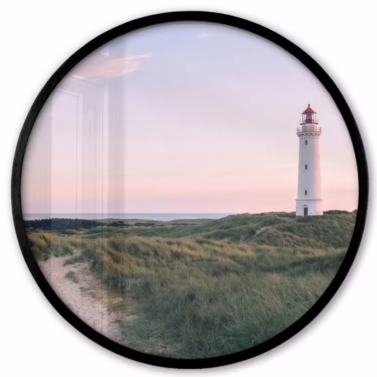 Vuurtoren - Duinlandschap - Zee Fotolijst rond zonder passe partout klein -3d