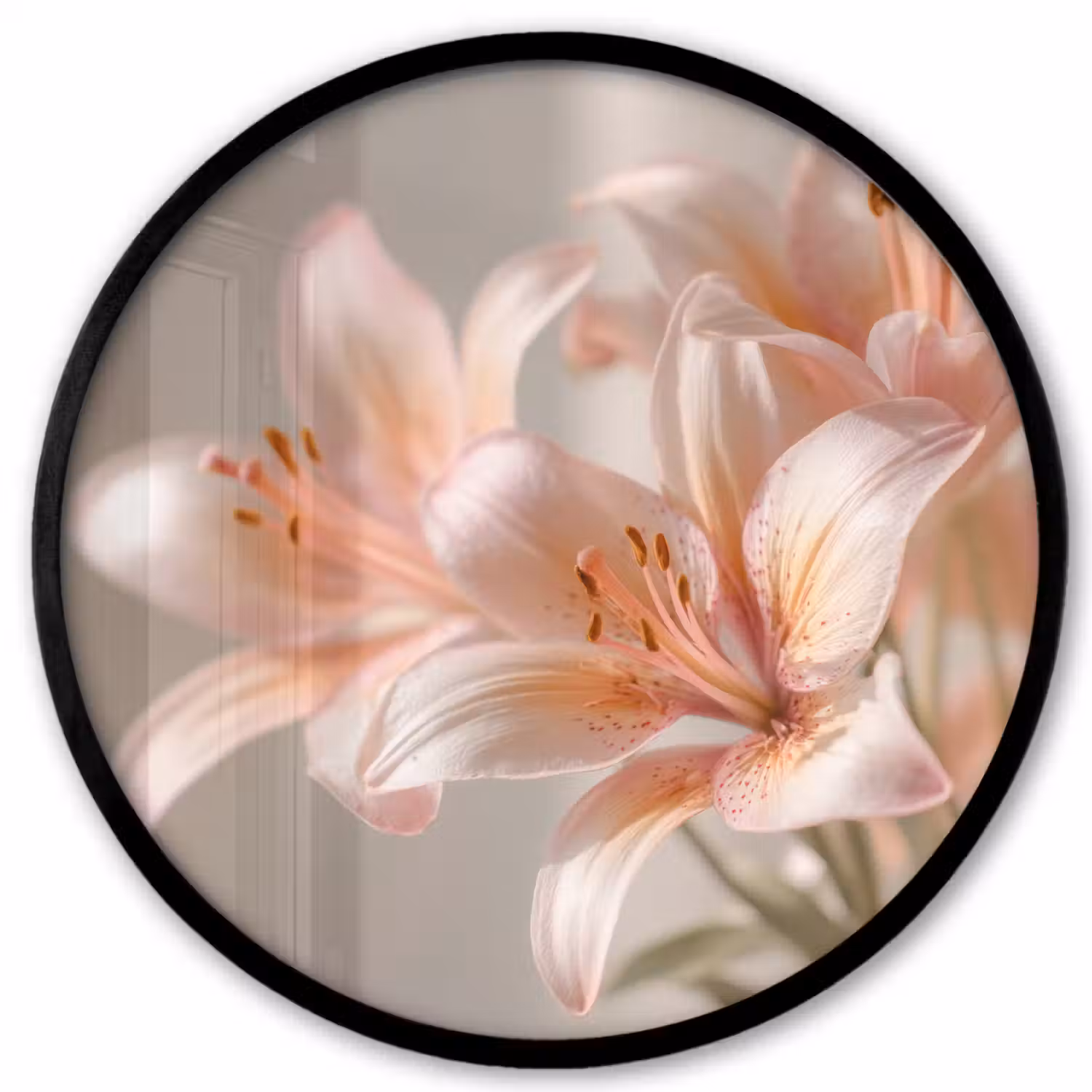 Lelies - Meeldraden - Roze - Wazig Fotolijst rond zonder passe partout klein -3d