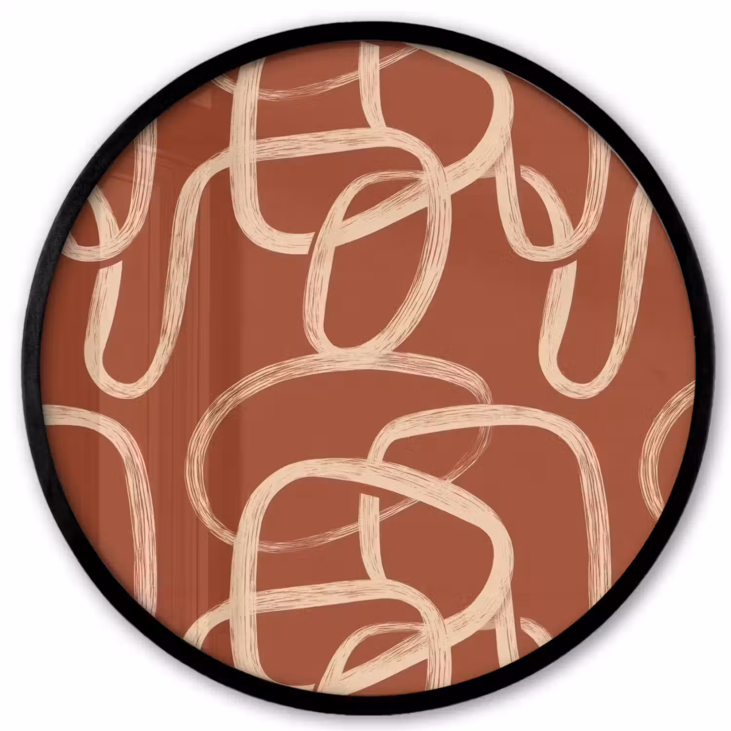 Lijnen - Abstract - Organisch - Terracotta - Crème Fotolijst rond zonder passe partout klein 856 -3d