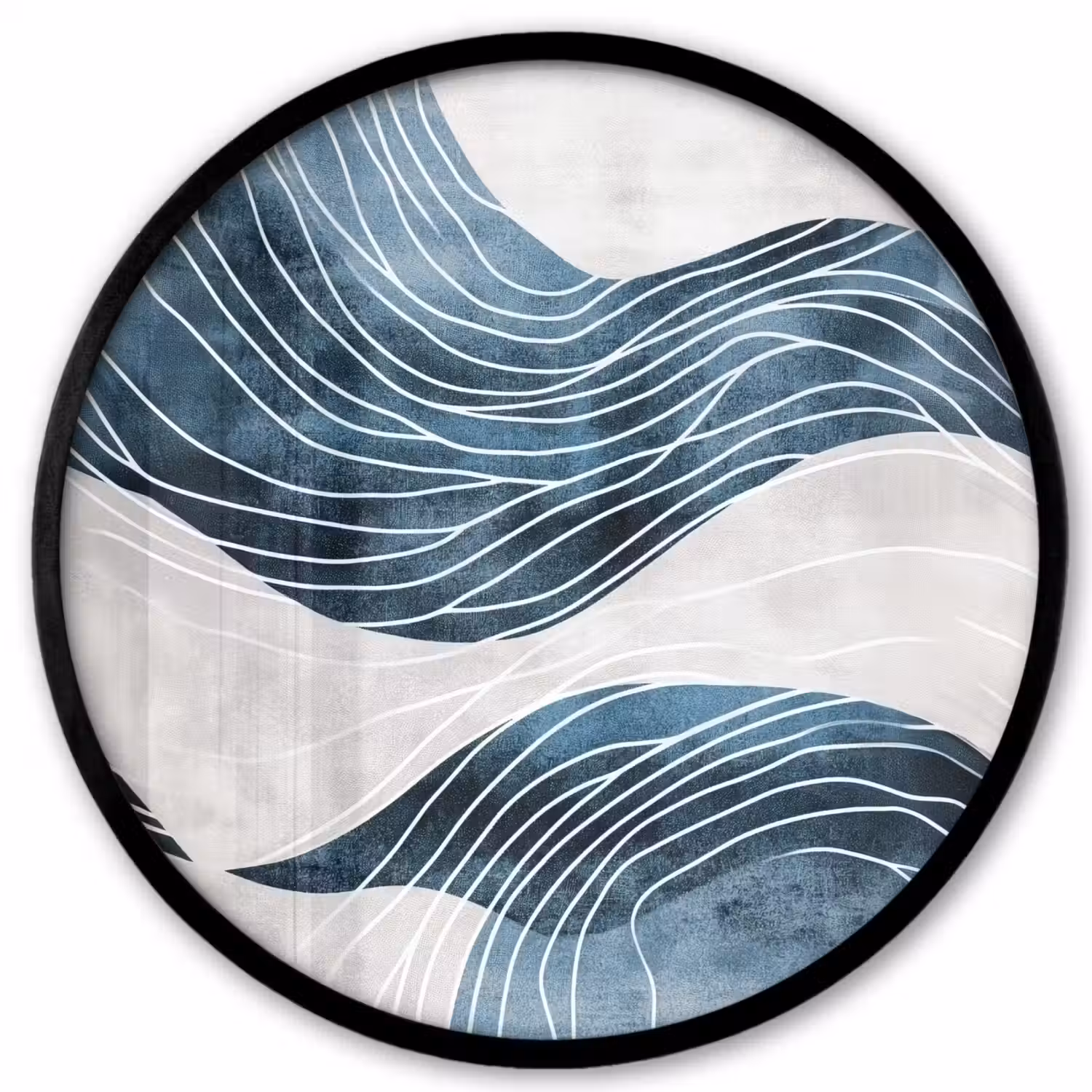 Lijnen - Golven - Abstract - Blauw Fotolijst rond zonder passe partout klein -3d