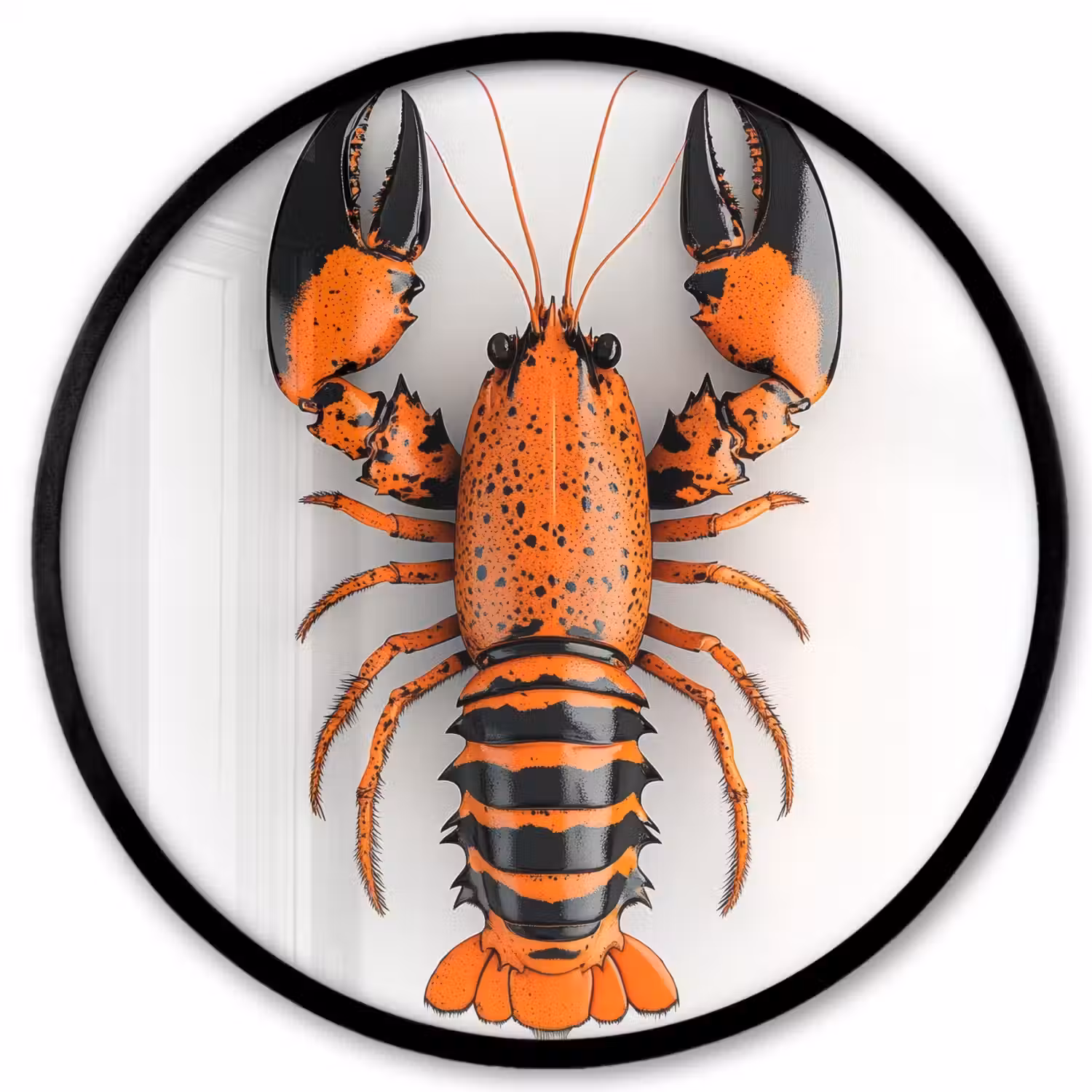 Kreeft - Zwart - Oranje - Wit - Uniek Fotolijst rond zonder passe partout klein -3d