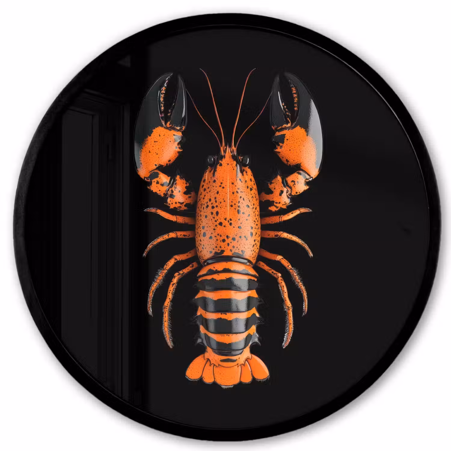 Kreeft - Oranje - Zwart - Modern Fotolijst rond zonder passe partout klein -3d
