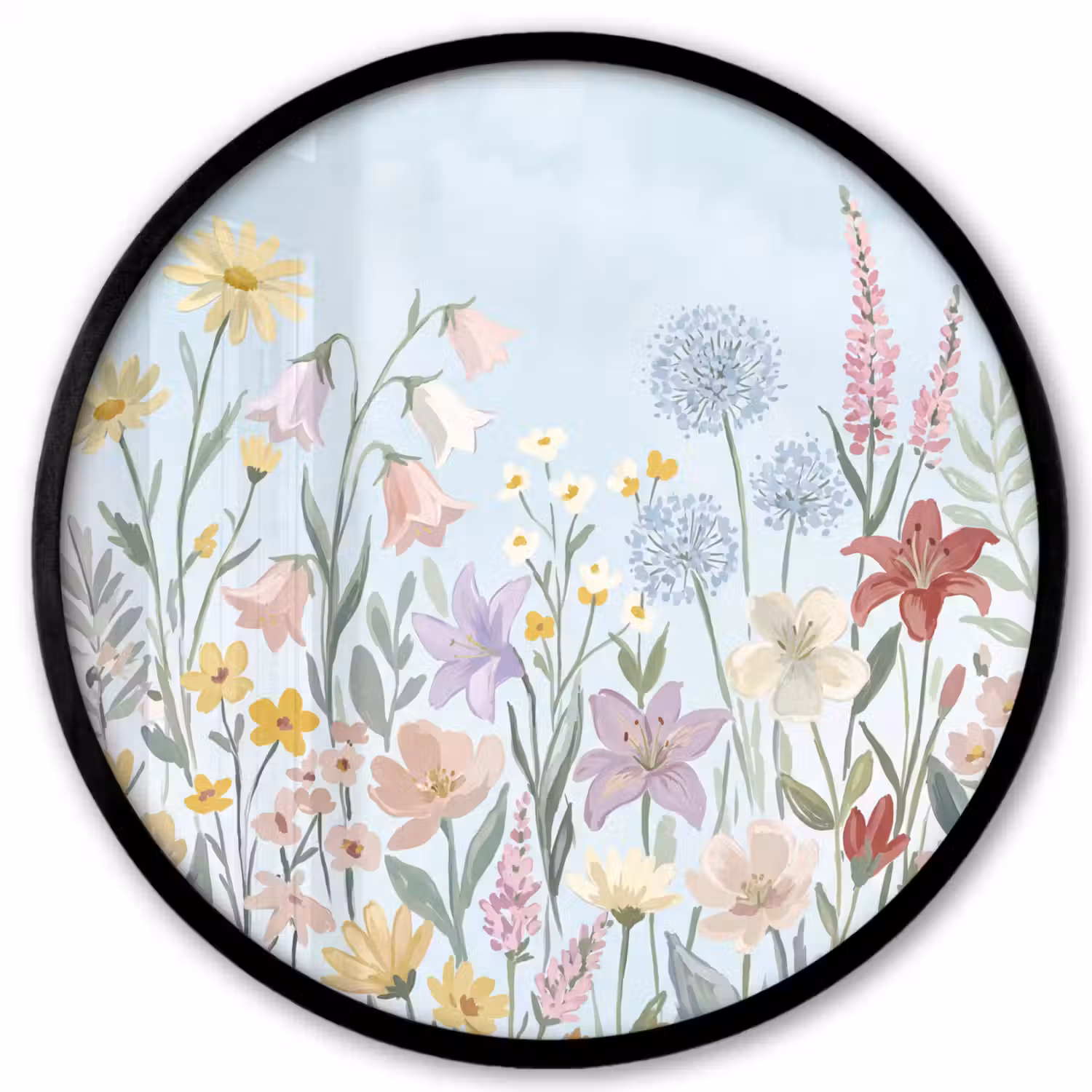 Weidebloemen - Illustratie - Kleurrijk Fotolijst rond zonder passe partout klein -3d