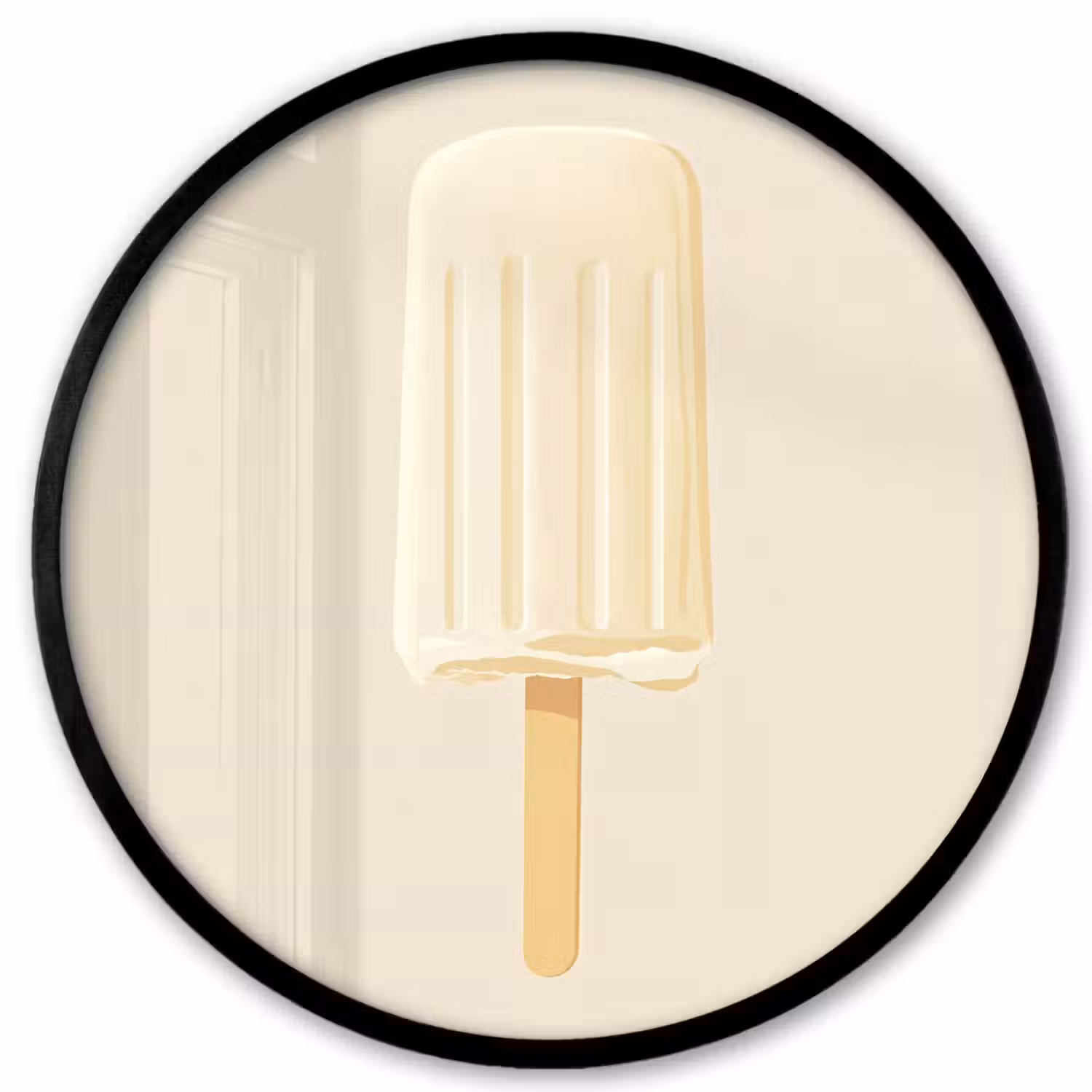 Minimalistisch - Waterijsje - Stokje - Beige Fotolijst rond zonder passe partout klein -3d