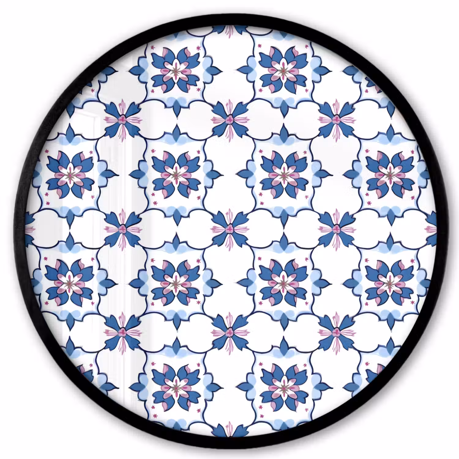 Modern - Patroon - Blauw - Roze Fotolijst rond zonder passe partout klein 856 -3d