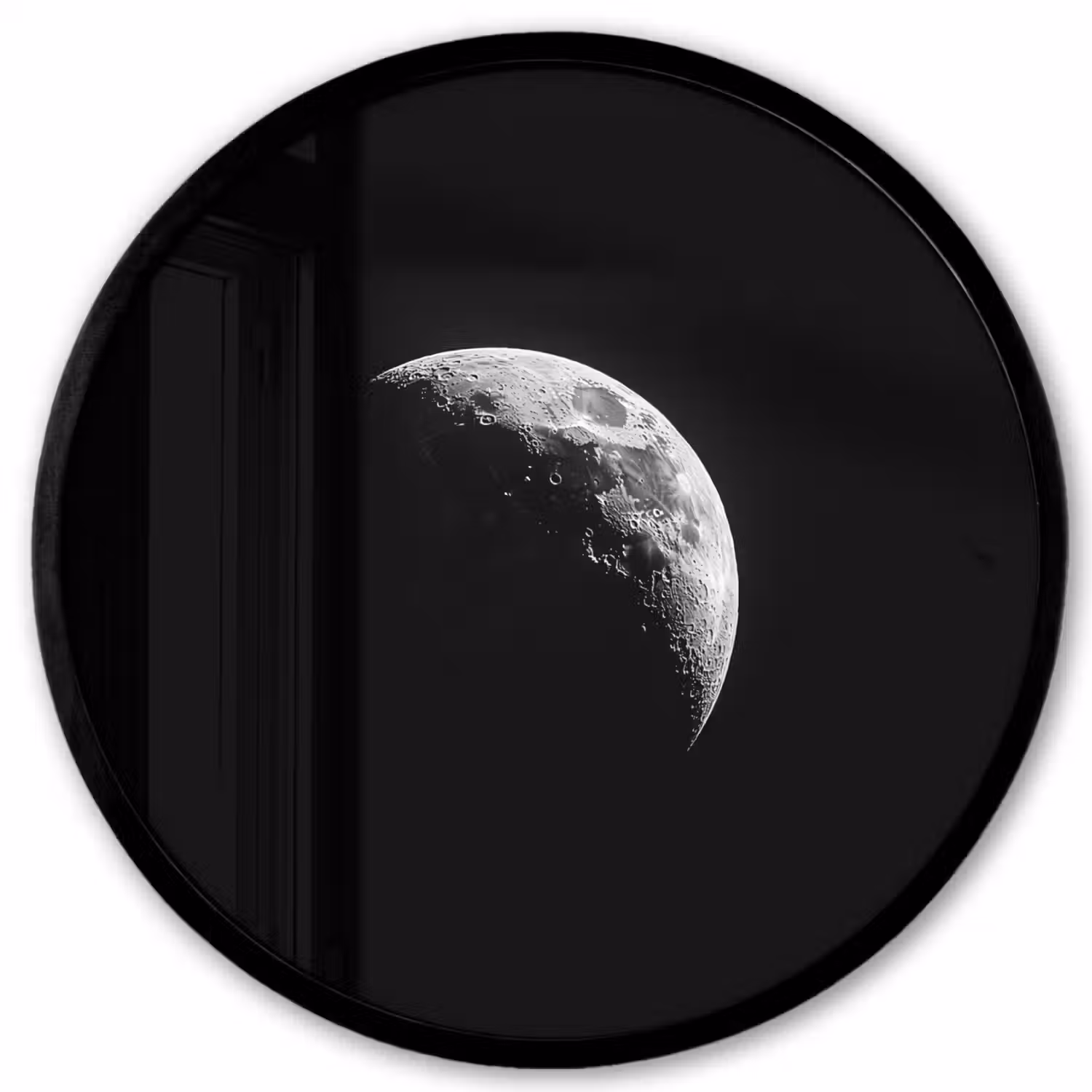 Maan - Hemel - Zwart - Schaduw Fotolijst rond zonder passe partout klein -3d