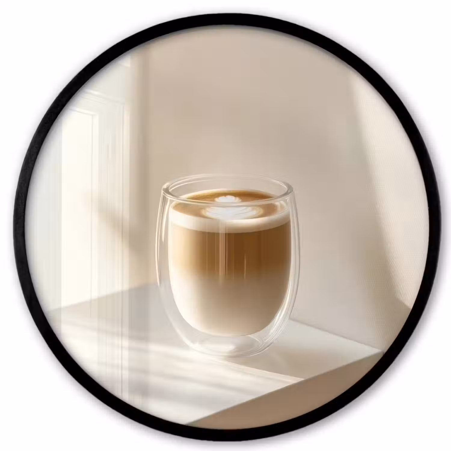 Mok - Latte - Minimalistisch - Schaduw Fotolijst rond zonder passe partout klein -3d