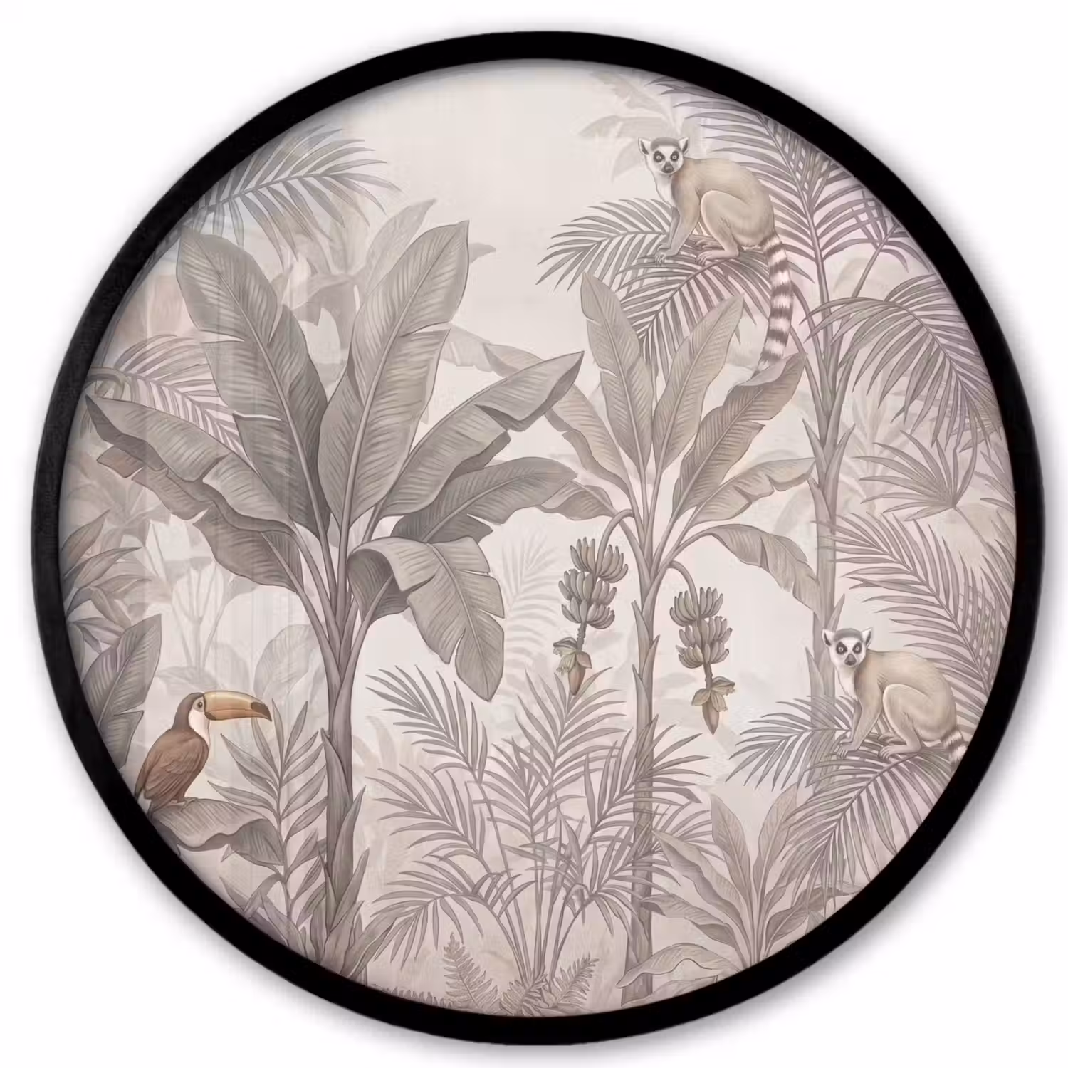 Natuur - Jungle - Ringstaartmaki - Bruin Fotolijst rond zonder passe partout klein -3d