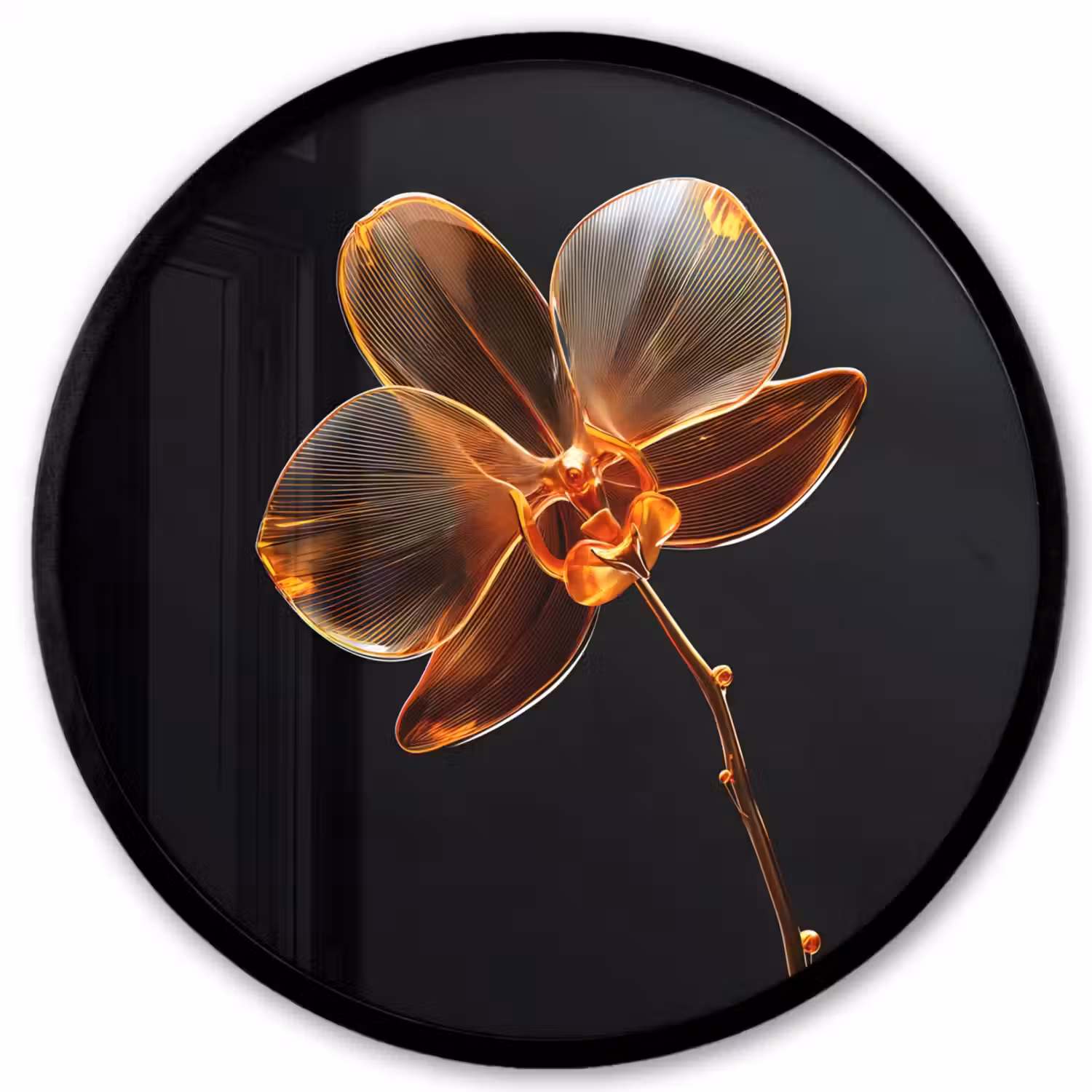 Orchidee - Doorzichtig - Bloem Fotolijst rond zonder passe partout klein -3d