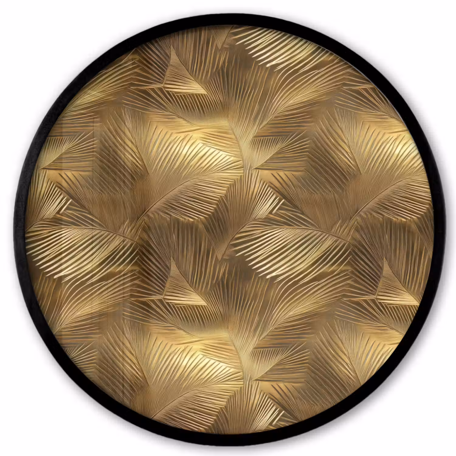 Palm - Waaier - Goud Fotolijst rond zonder passe partout klein 856 -3d