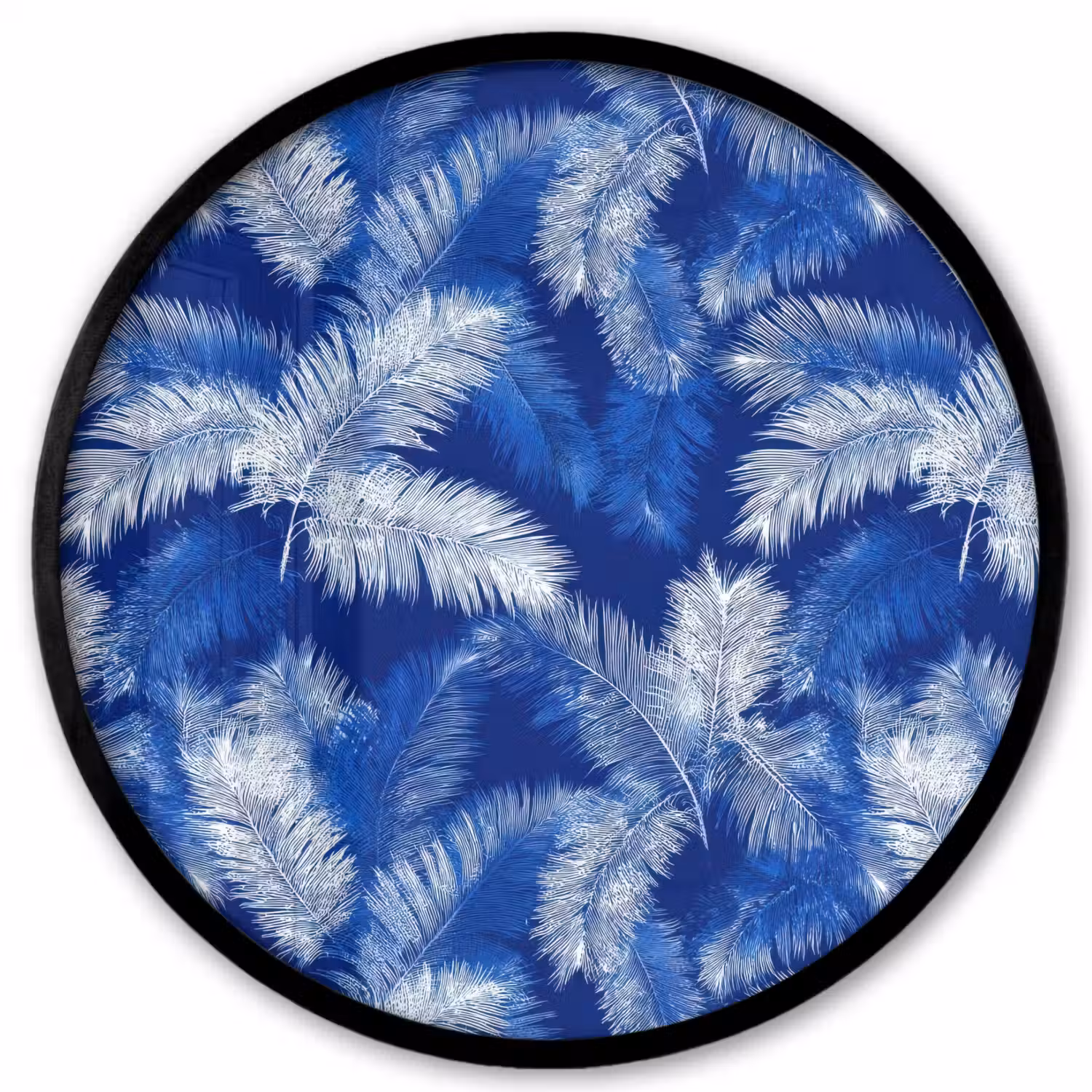 Palmblad - Patroon - Blauw Fotolijst rond zonder passe partout klein 856 -3d