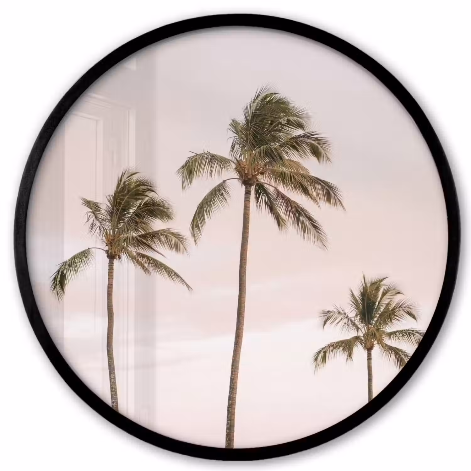 Palmbomen - Zonsondergang - Roze Fotolijst rond zonder passe partout klein -3d