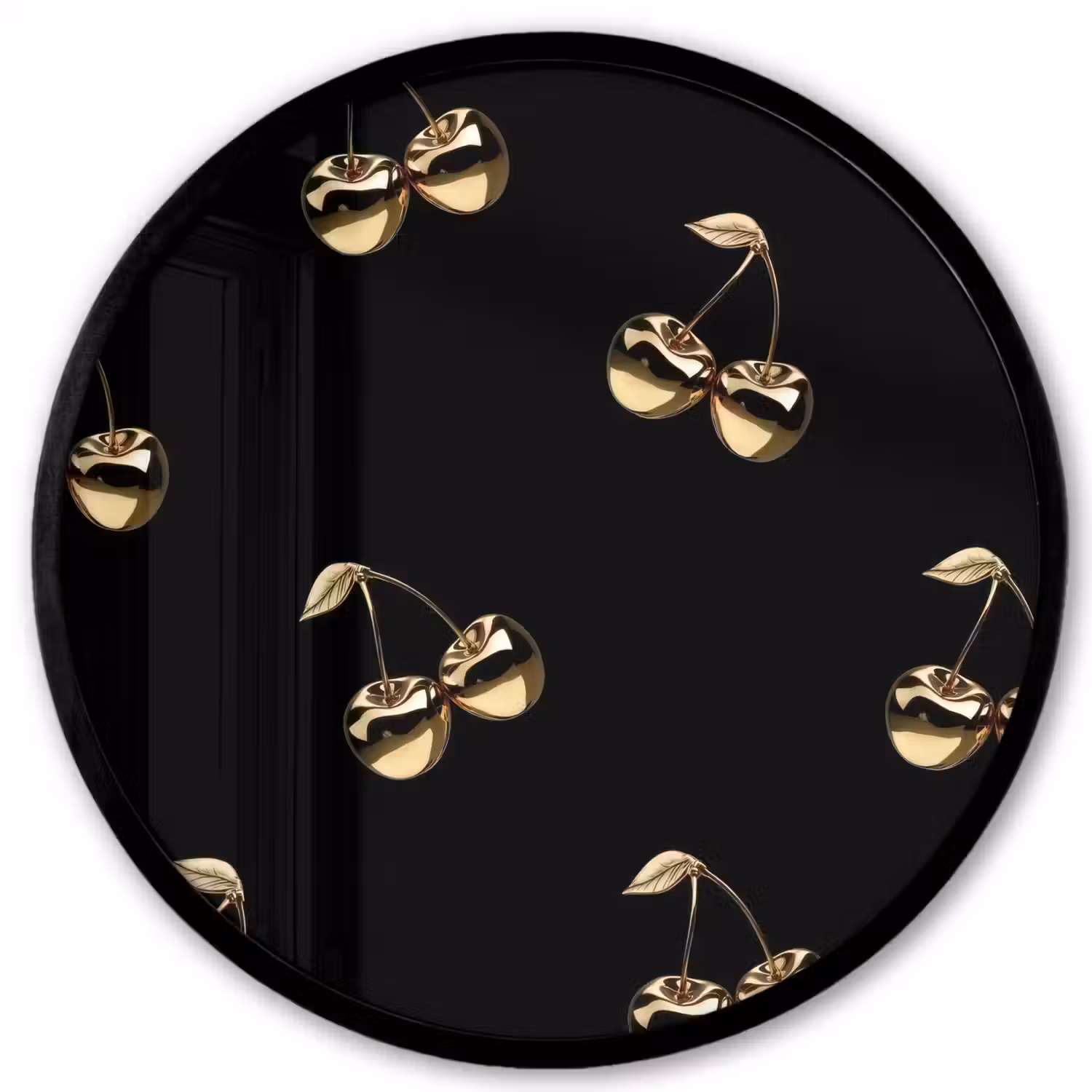 Patroon - Kersen - Goud - Chrome Fotolijst rond zonder passe partout klein -3d