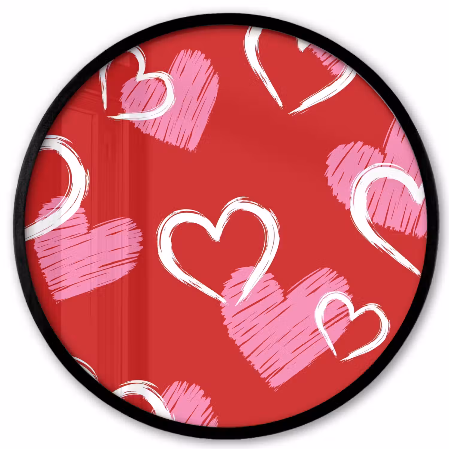 Patroon - Hartjes - Roze - Valentijn Fotolijst rond zonder passe partout klein -3d