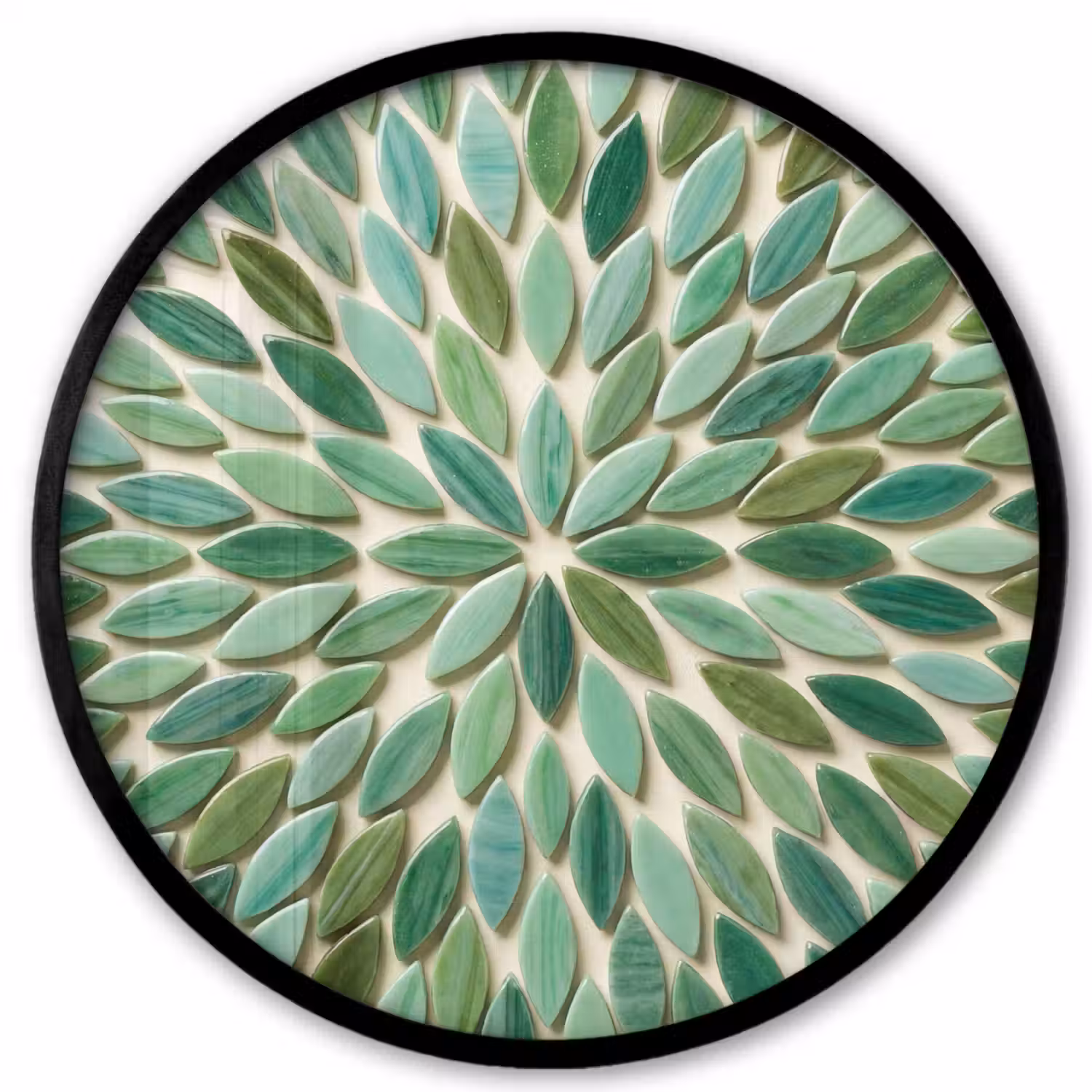 Patroon - Blad - Groen - Abstract Fotolijst rond zonder passe partout klein -3d