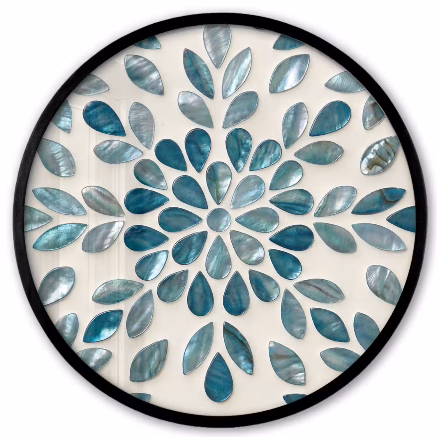 Patroon - Bladeren - Abstract - Modern - Turquoise Fotolijst rond zonder passe partout klein -3d
