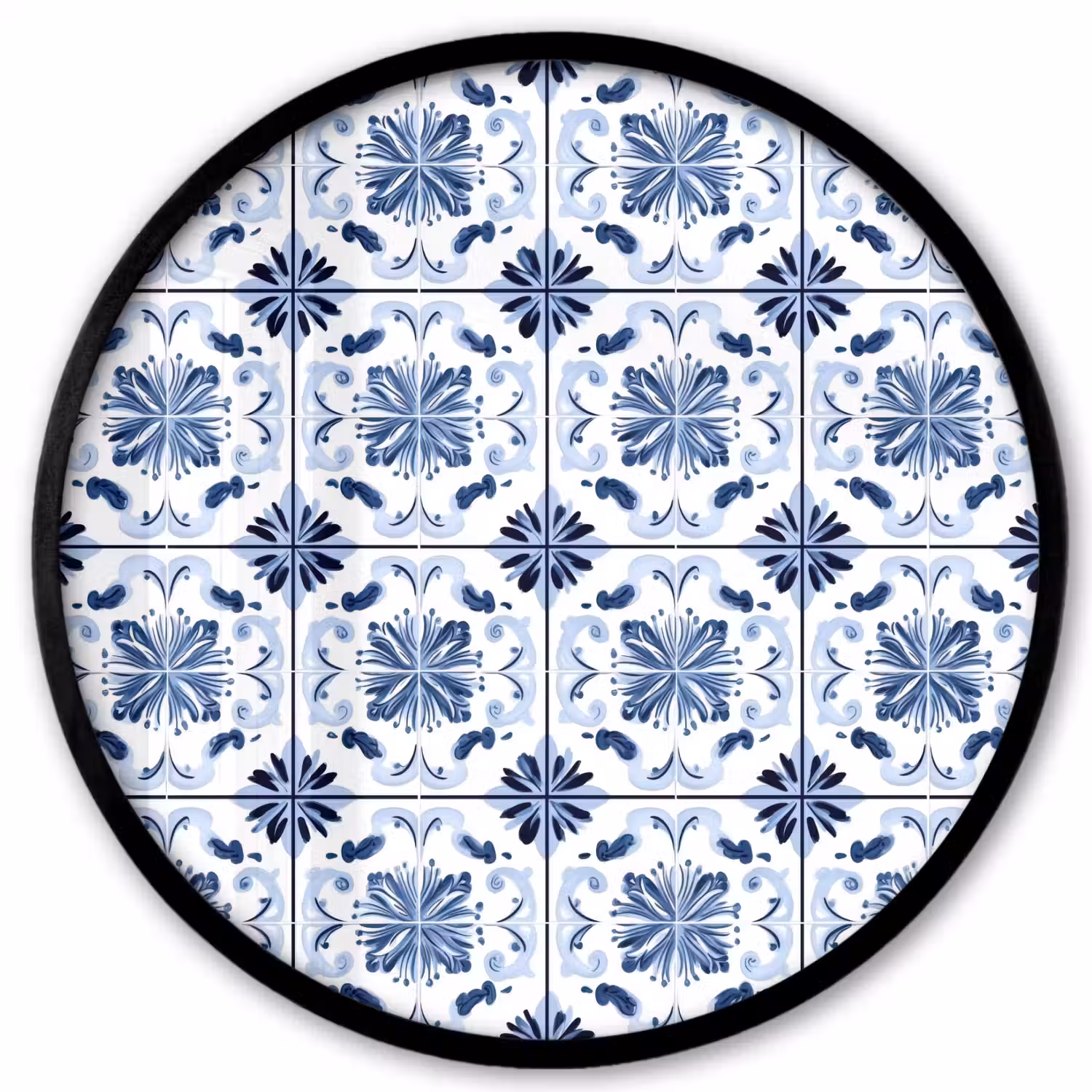 Patroon - Tegel - Blauw Fotolijst rond zonder passe partout klein 856 -3d