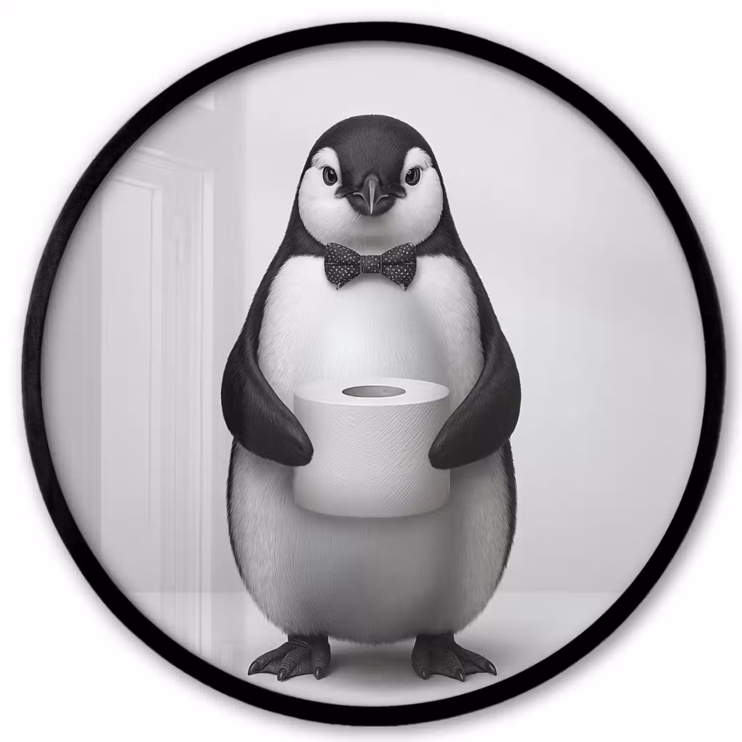 Pinguïn - WC rol - Wit Fotolijst rond zonder passe partout klein -3d