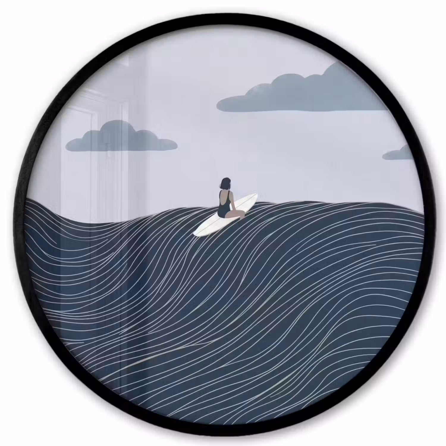 Persoon - Surfen - Oceaan - Natuur - Modern Fotolijst rond zonder passe partout klein -3d