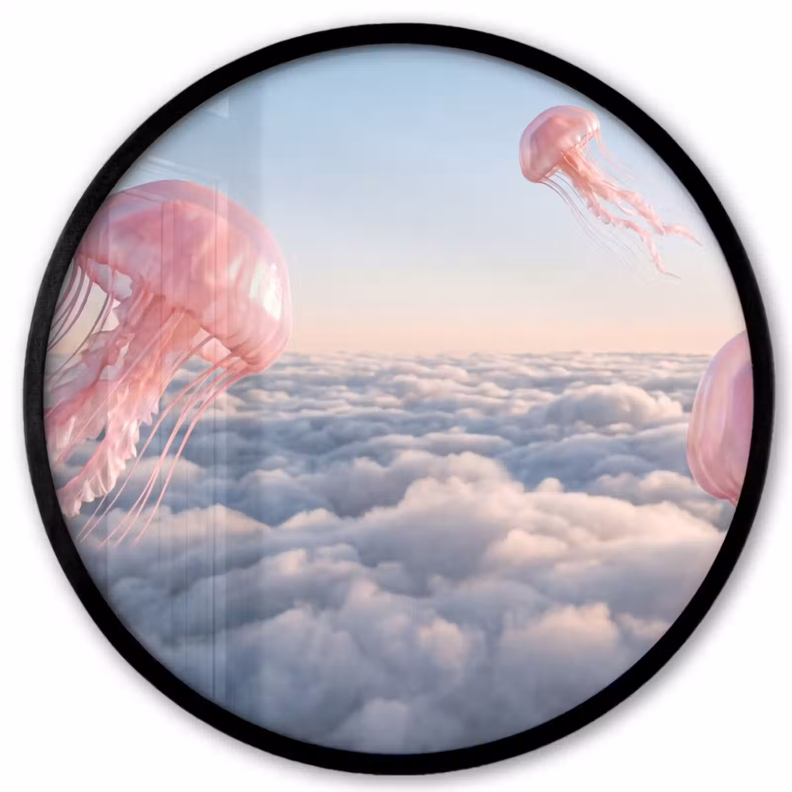 Photo Frame Round - Pink Animal - Clouds - Roze dier - Wolken Fotolijst rond zonder passe partout klein
