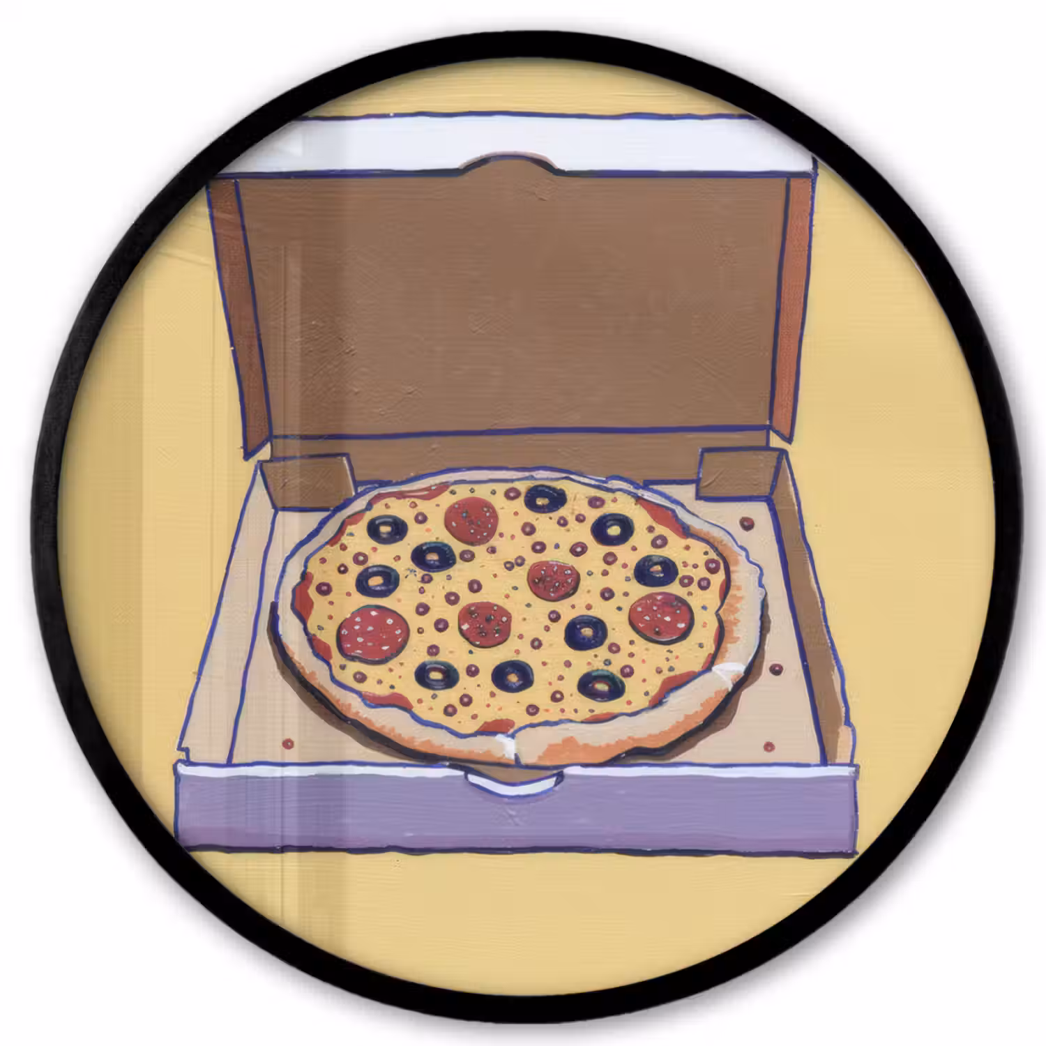 Pizza - Doos - Salami - Illustratie Fotolijst rond zonder passe partout klein -3d