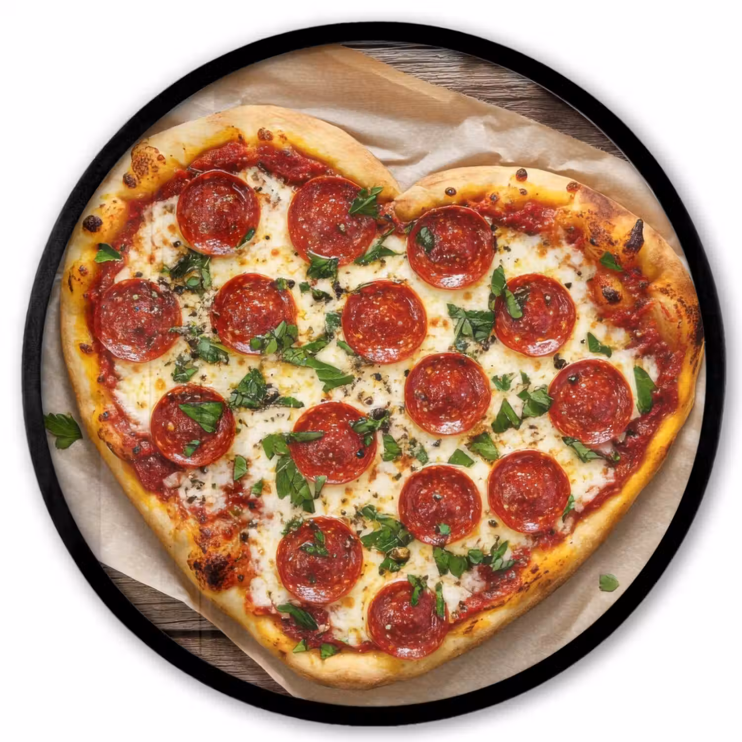 Pizza - Hart - Pepperoni - Tomaat Fotolijst rond zonder passe partout klein -3d