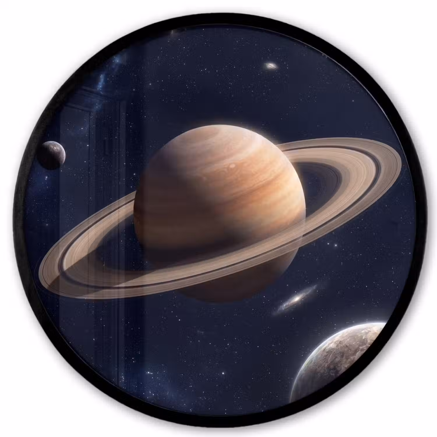 Planeten - Saturnus - Ruimte Fotolijst rond zonder passe partout klein -3d