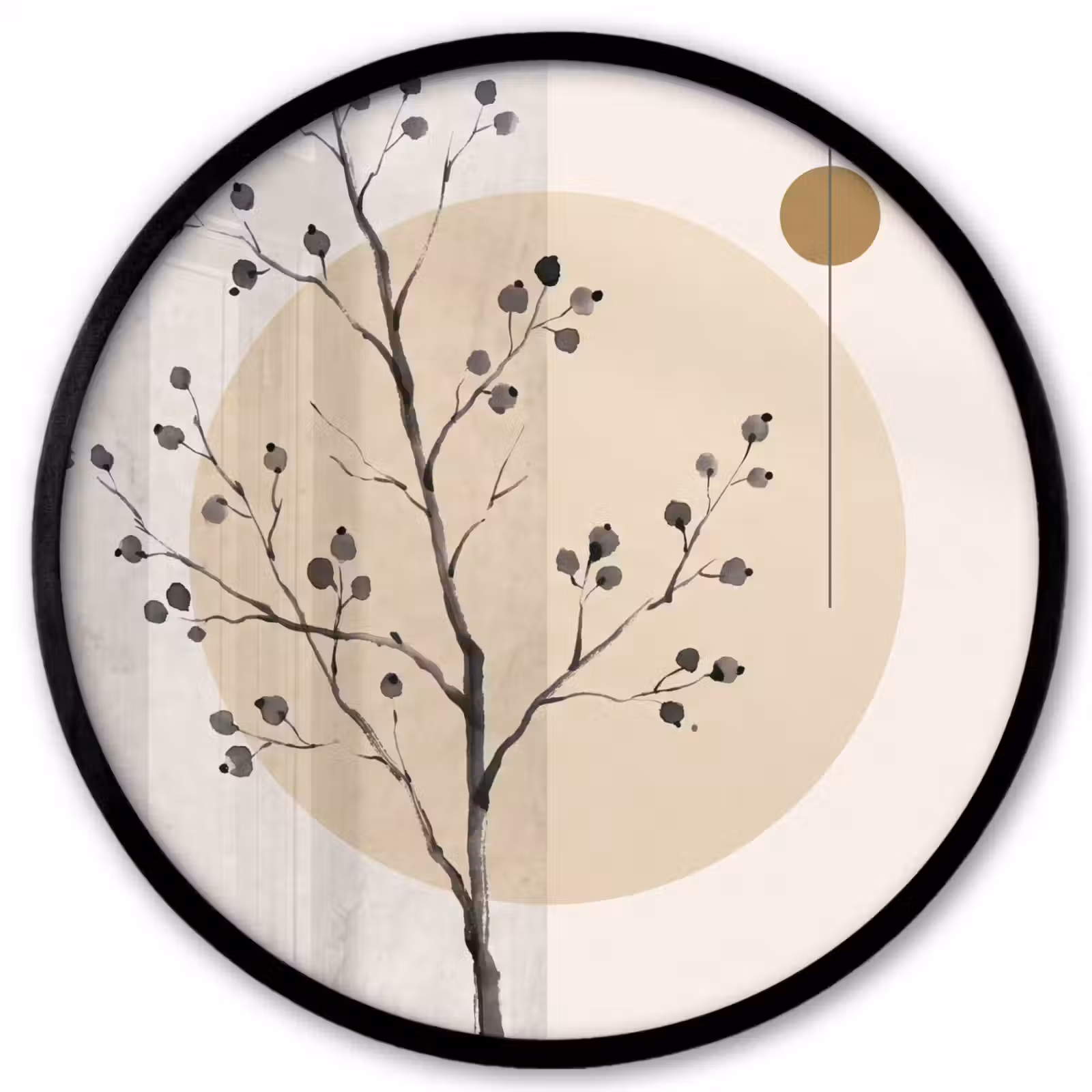 Photo Frame Round - Plant - Abstract - Beige - Plant - Abstract - Beige Fotolijst rond zonder passe partout klein