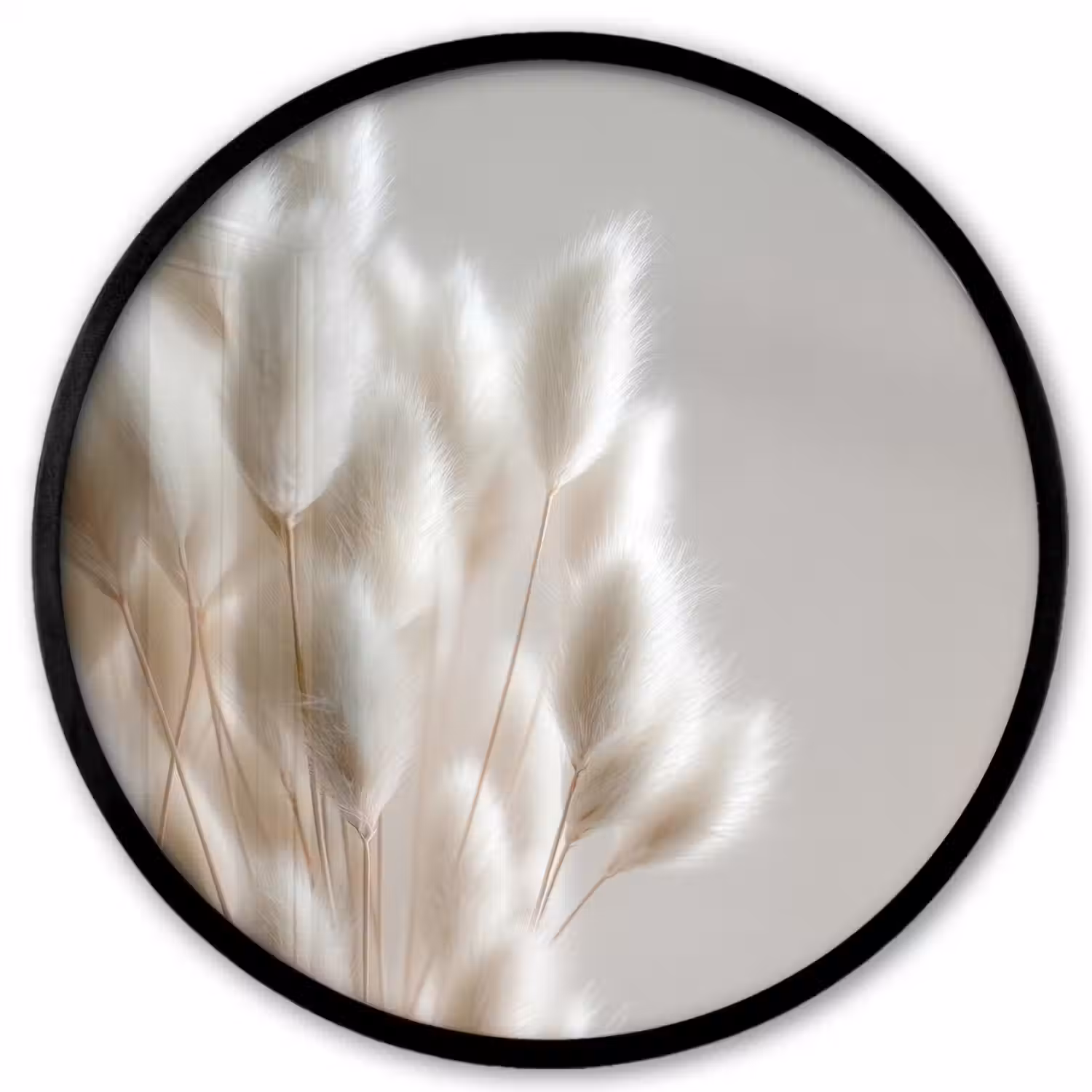 Pluimen - Beige - Minimalistisch Fotolijst rond zonder passe partout klein -3d
