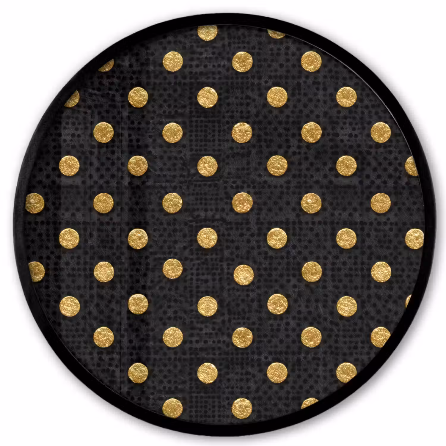 Polka Dot - Stippen - Goud - Zwart Fotolijst rond zonder passe partout klein 856 -3d