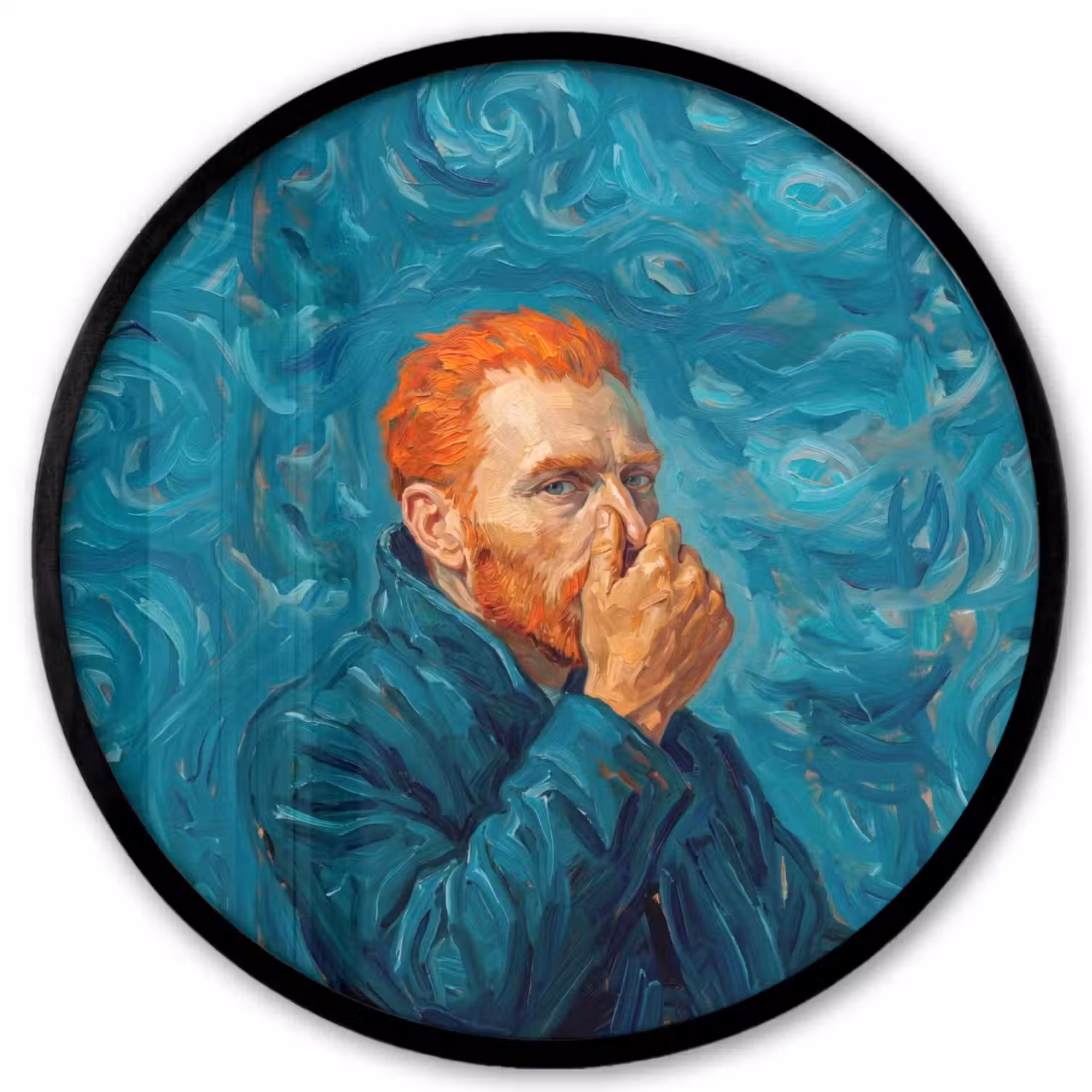 Portret - Klassiek - Blauw Fotolijst rond zonder passe partout klein -3d