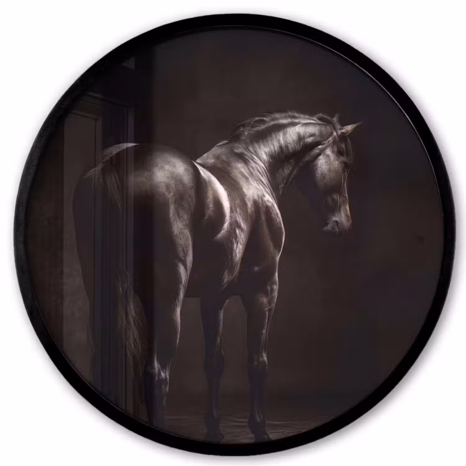 Krachtig - Paard - Donker Fotolijst rond zonder passe partout klein -3d